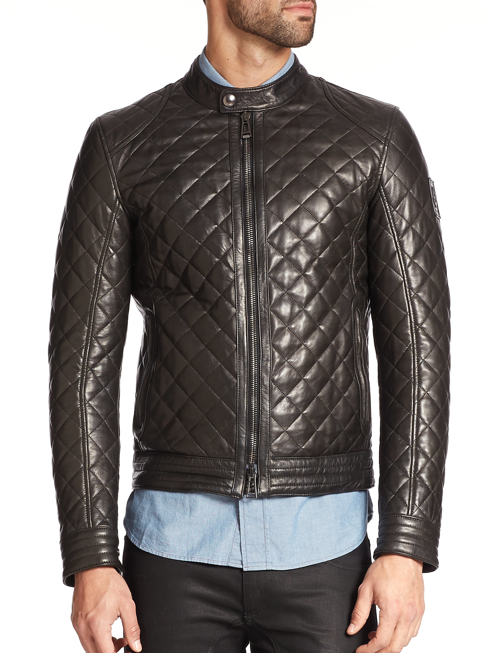 Belstaff Quilted Leather Moto Jacket in Black for Men | Lyst