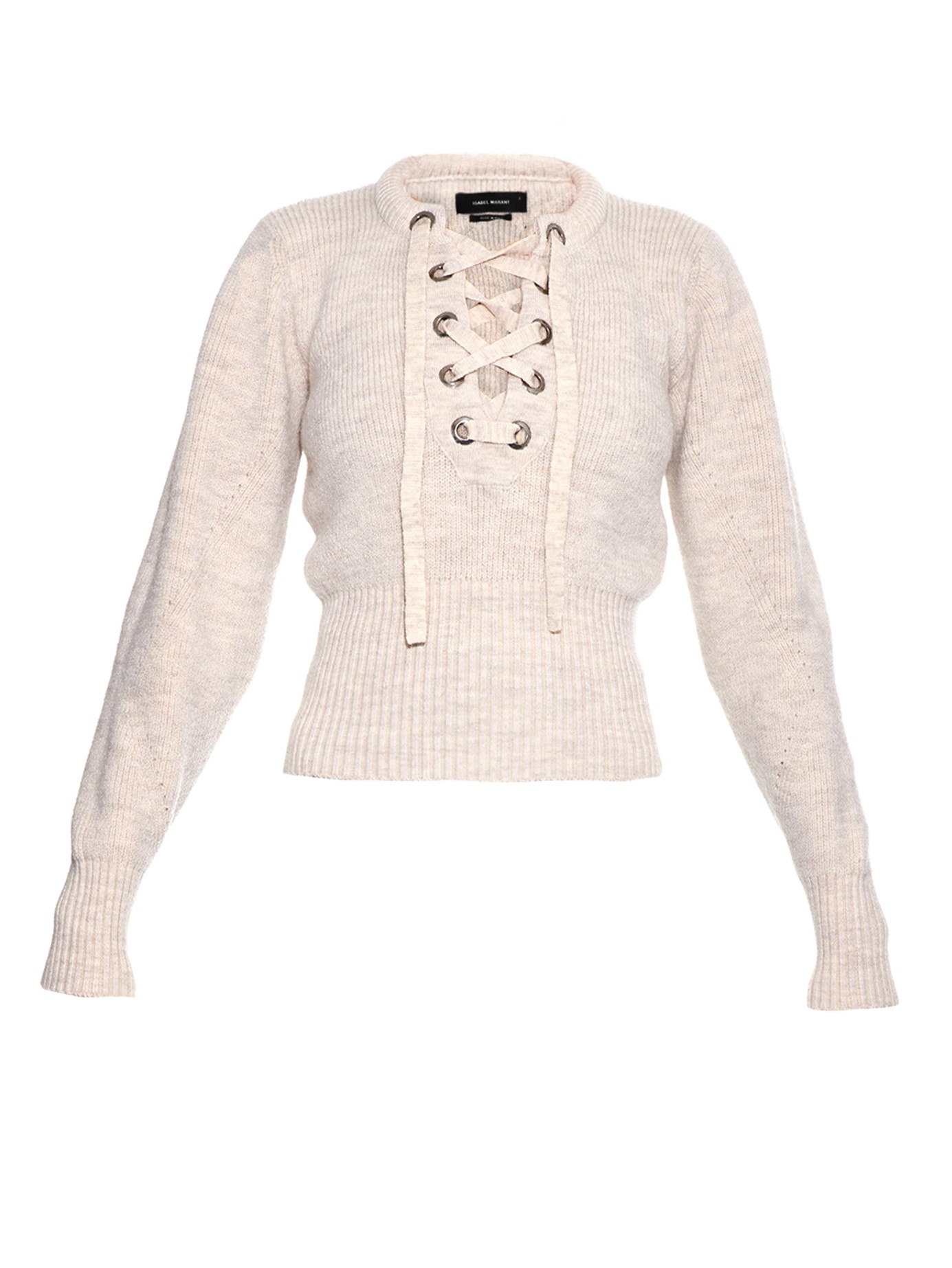 Lyst - Isabel marant Charley Lace-up Wool-blend Sweater in White