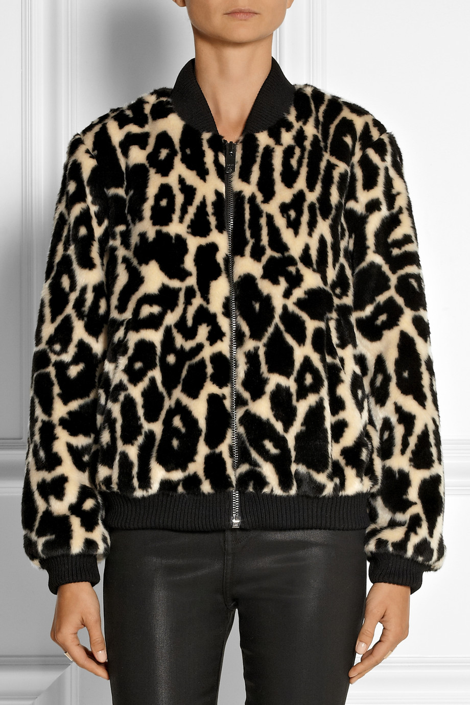 black leopard bomber jacket