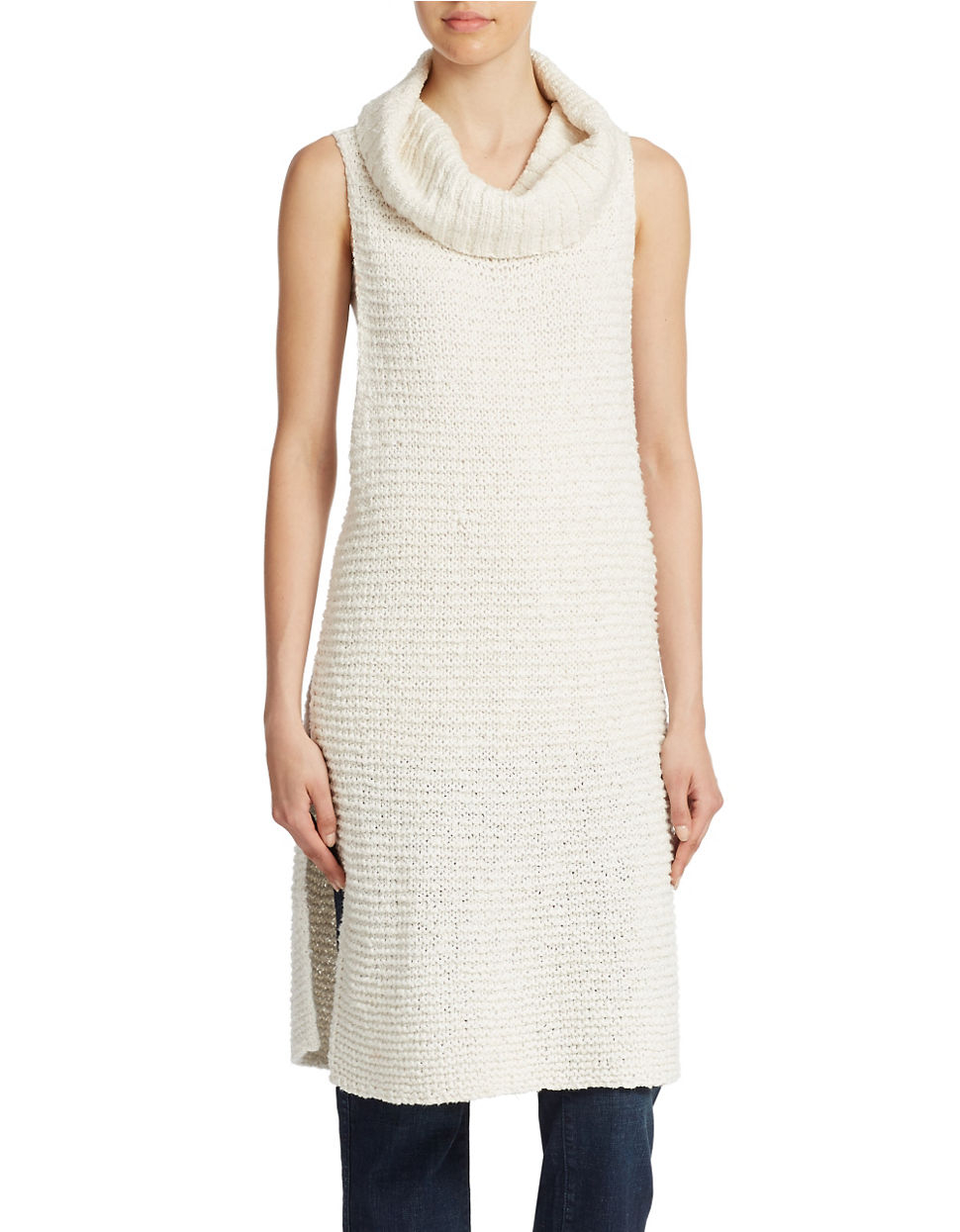Free people Cowl Neck Tunic Sweater in White | Lyst