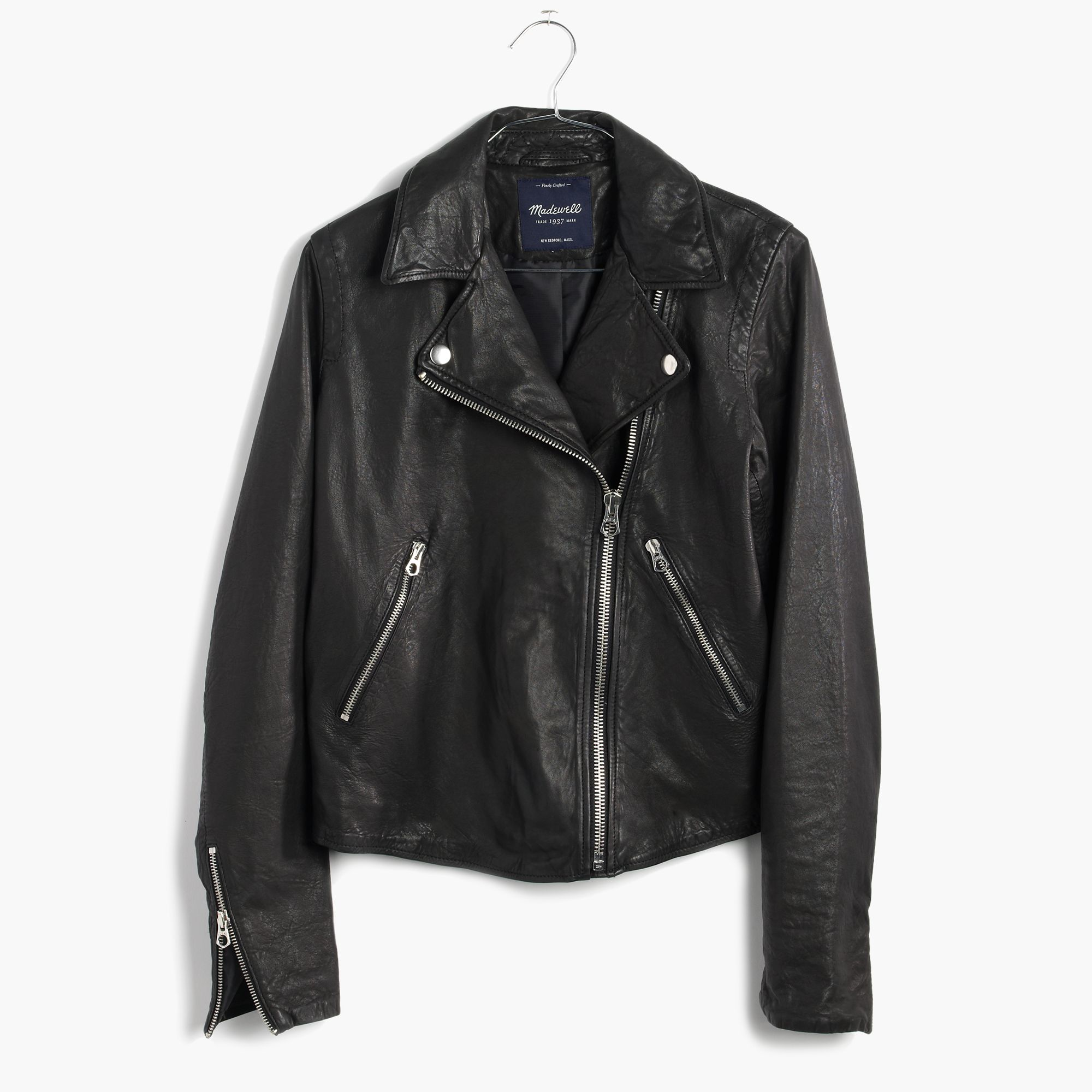 Madewell Washed Leather Motorcycle Jacket in Black | Lyst