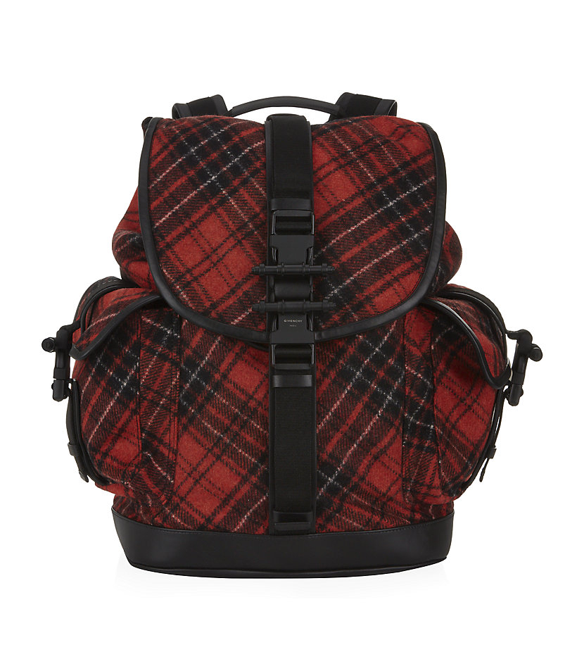 Givenchy Tartan and Leather Backpack in Red for Men | Lyst
