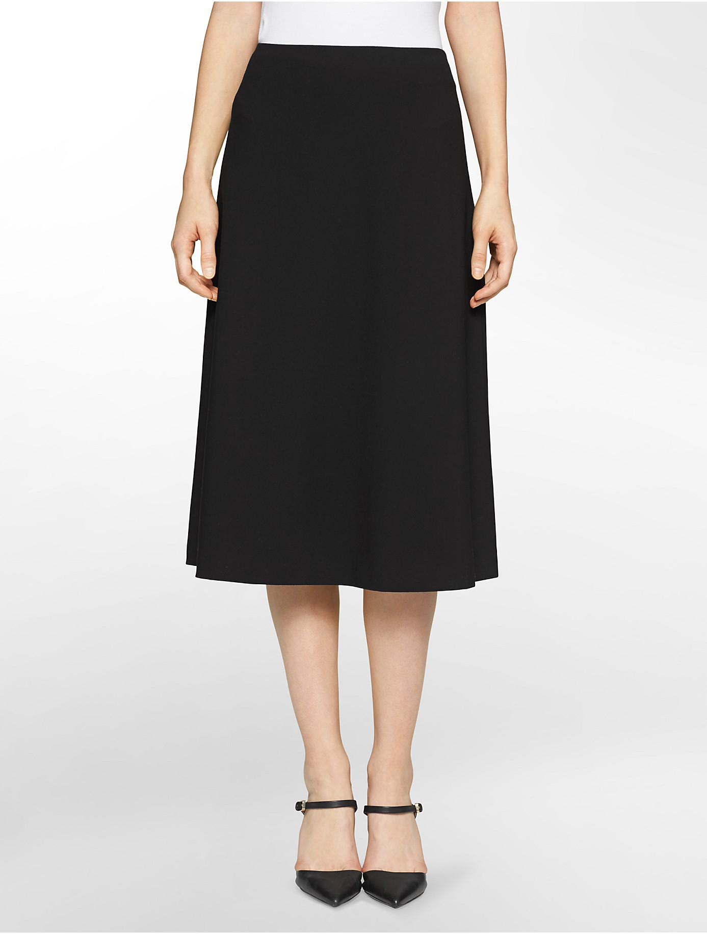 Lyst - Calvin Klein White Label A-line Midi Suit Skirt in Black