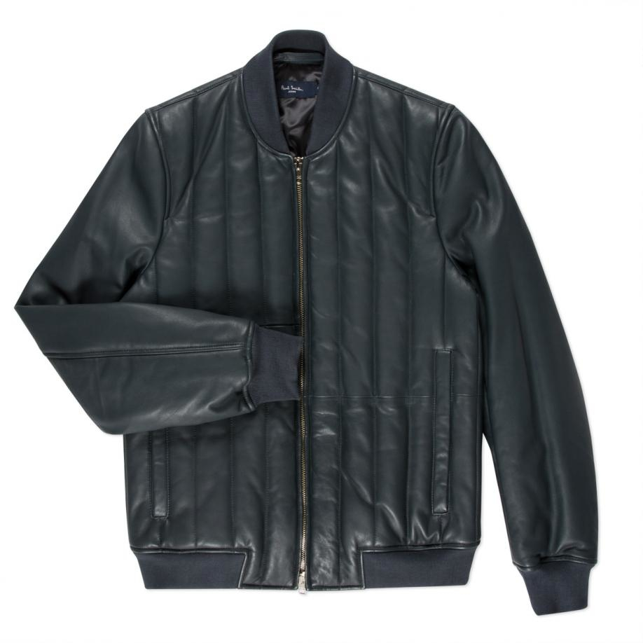 Paul smith Men's Slate Grey Quilted Leather Bomber Jacket in Gray ...