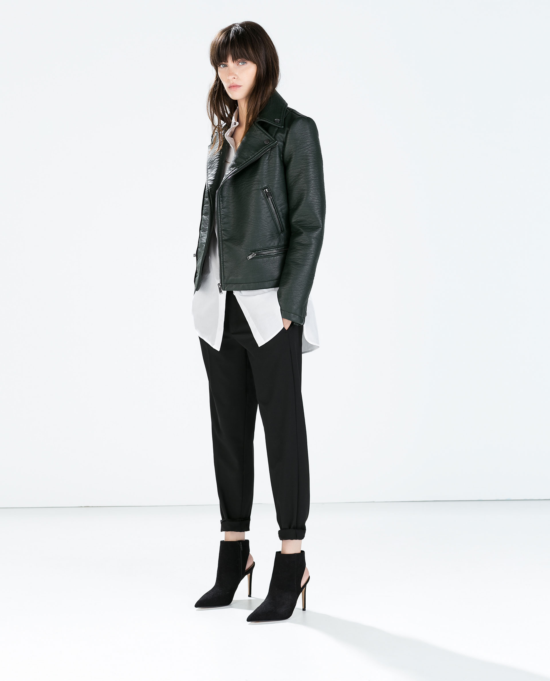 Zara Faux Leather Jacket In Green Lyst Gallery
