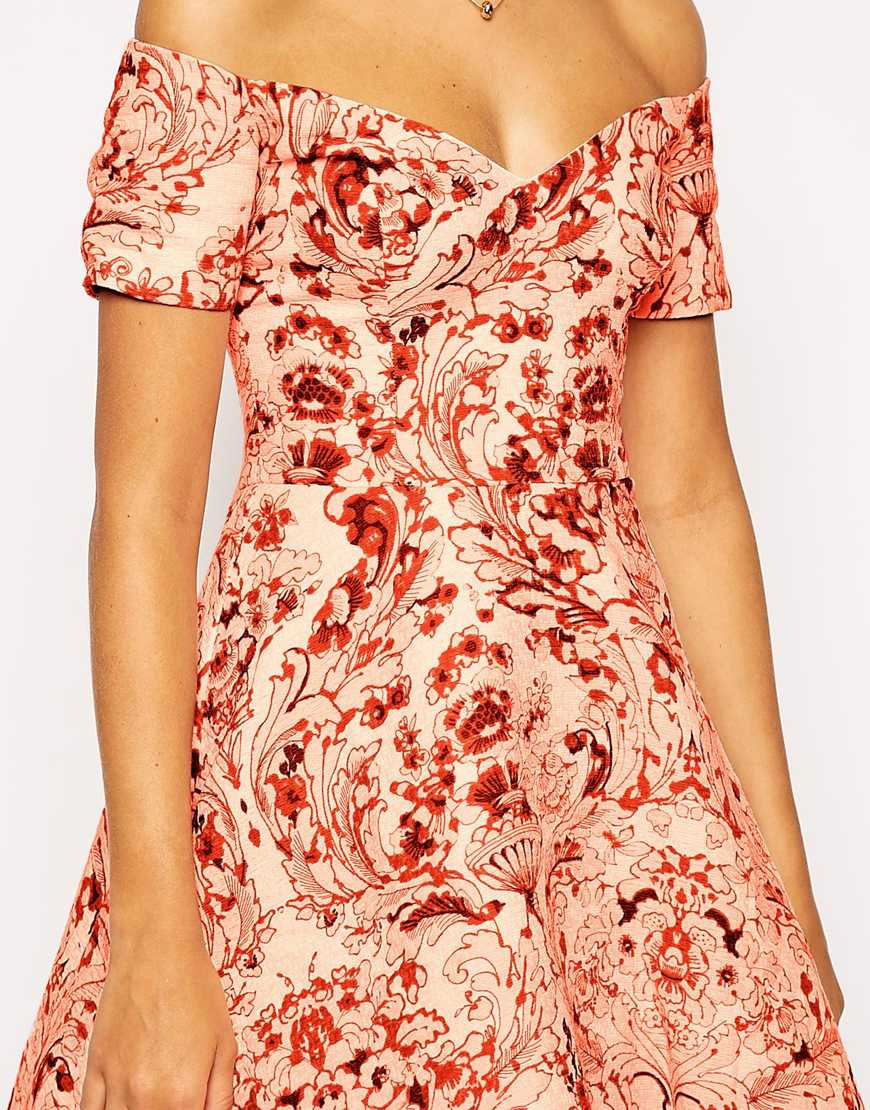 orange bardot maxi dress