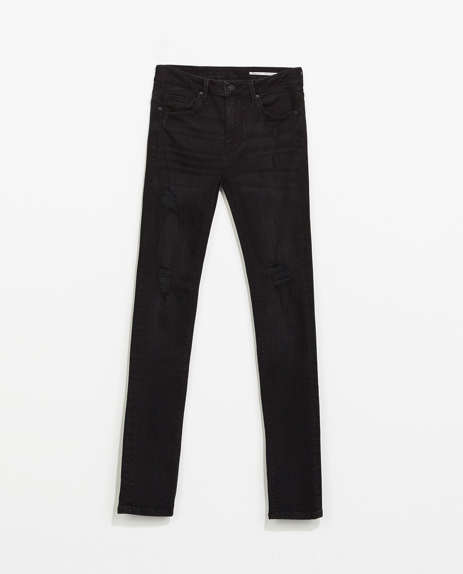 Zara Ripped Skinny Jeans in Black | Lyst