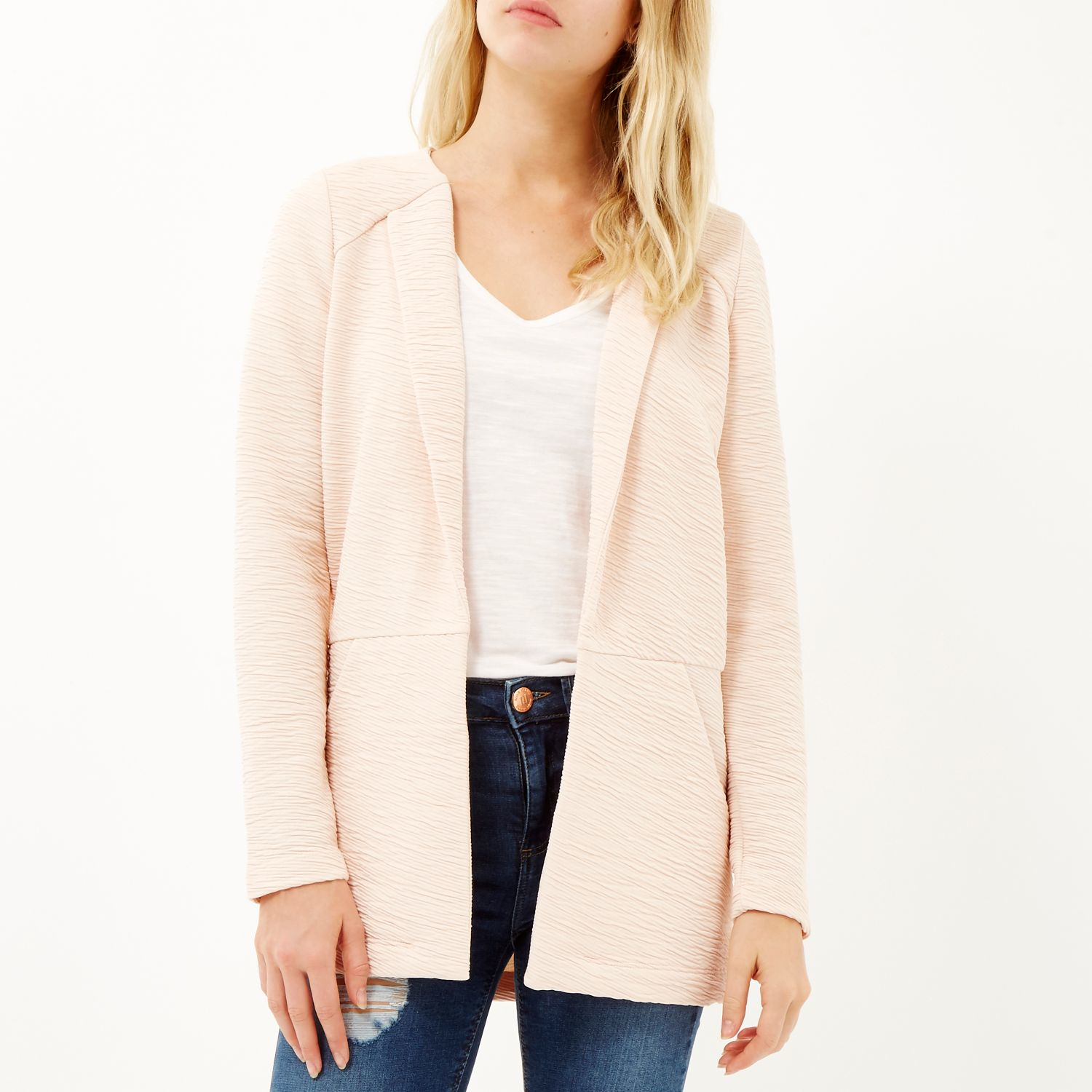 River Island Light Pink Textured Blazer Jacket In Lyst