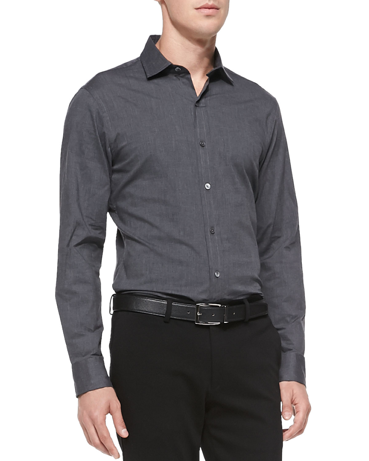 Ralph lauren black label StretchPoplin ButtonDown Shirt in Gray for