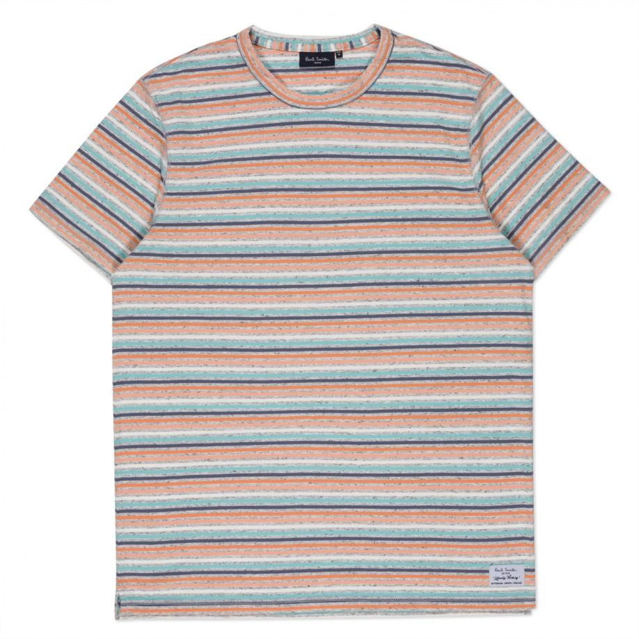 Paul smith Grey Marl Pastel-Stripe Organic-Cotton T-Shirt in Gray for