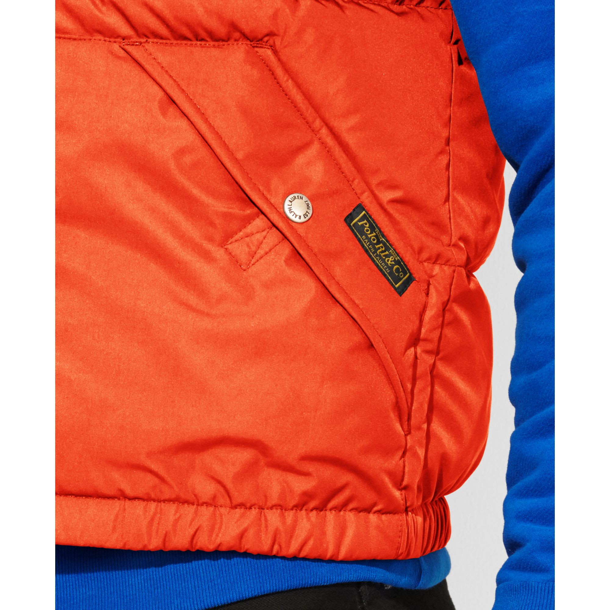Polo ralph lauren Big And Tall Elmwood Down Puffer Vest in Orange for ...