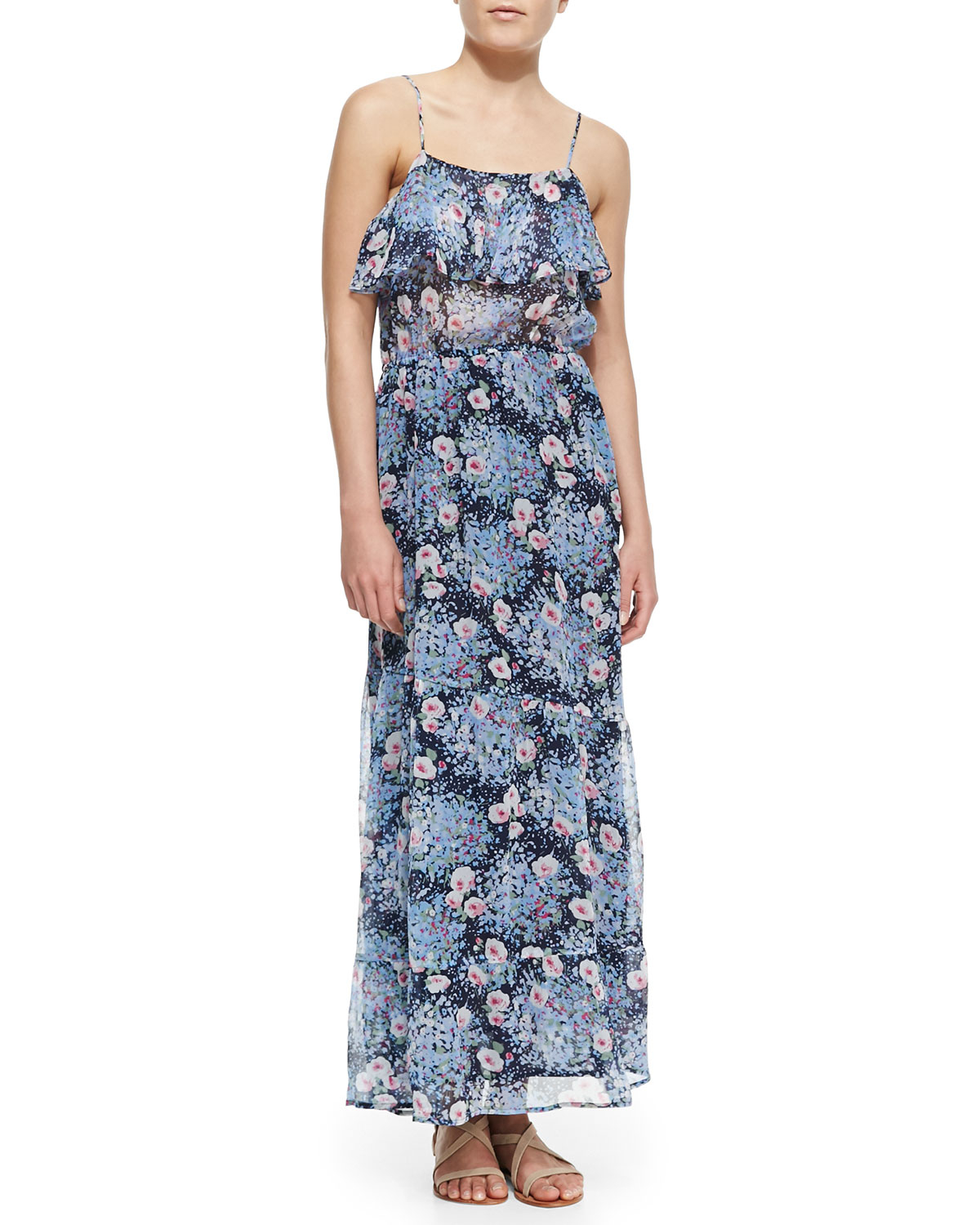 Joie Rominette Floralprint Silk Maxi Dress in Blue (DARK NAVY) | Lyst