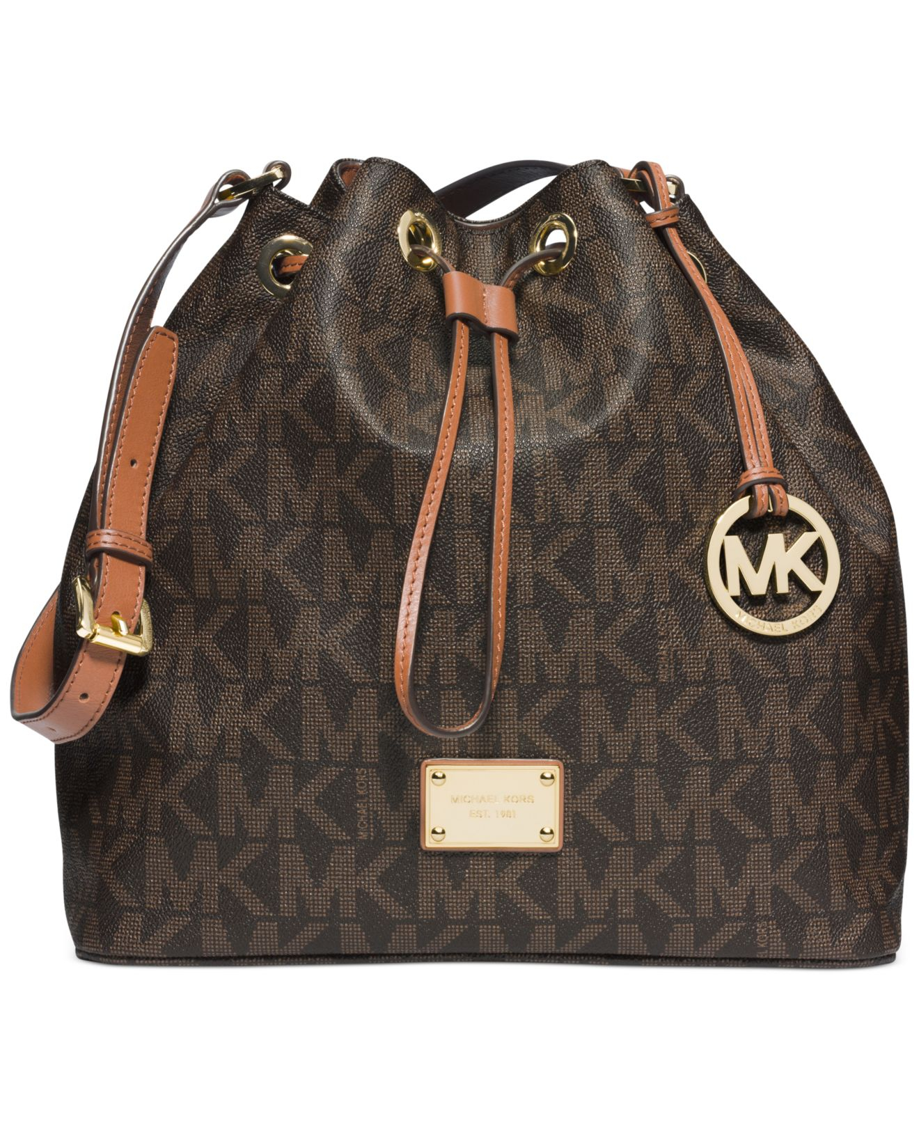 Lyst Michael Kors Jules Large Drawstring Shoulder Bag In Brown Gallery