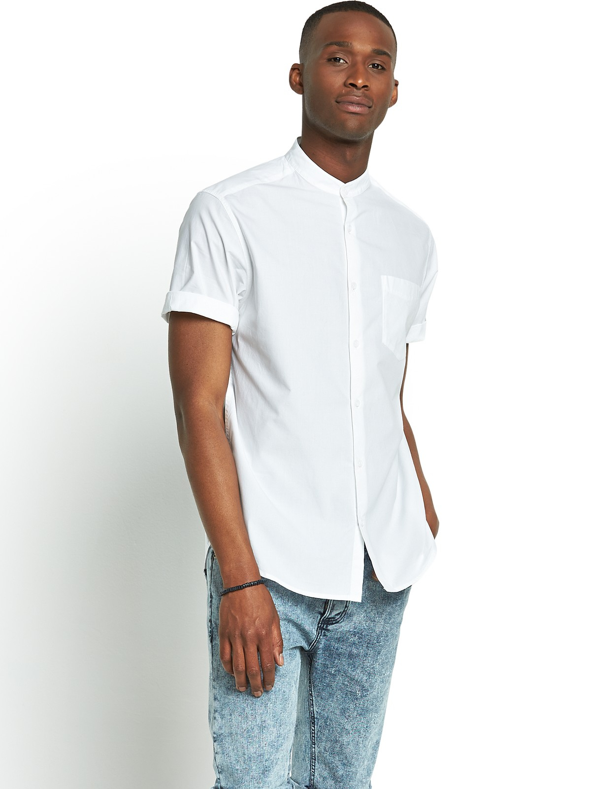River Island Mens Short Sleeve Chrome Poplin Shirt in White for Men | Lyst