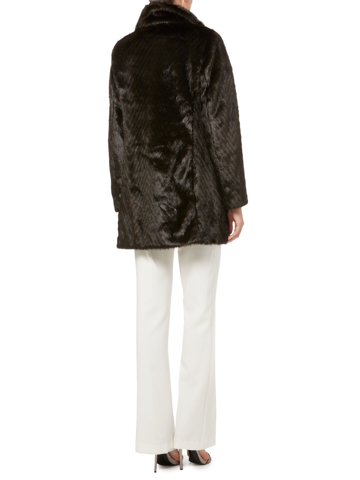 Ellen Tracy Down Coat Modern Cire Fur Trim Hood In Brown Lyst Gallery