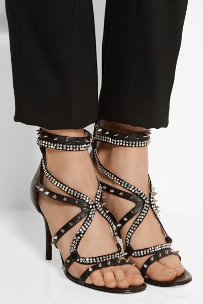 Michael Michael Kors Larissa Embellished Leather And Suede Sandals in ...