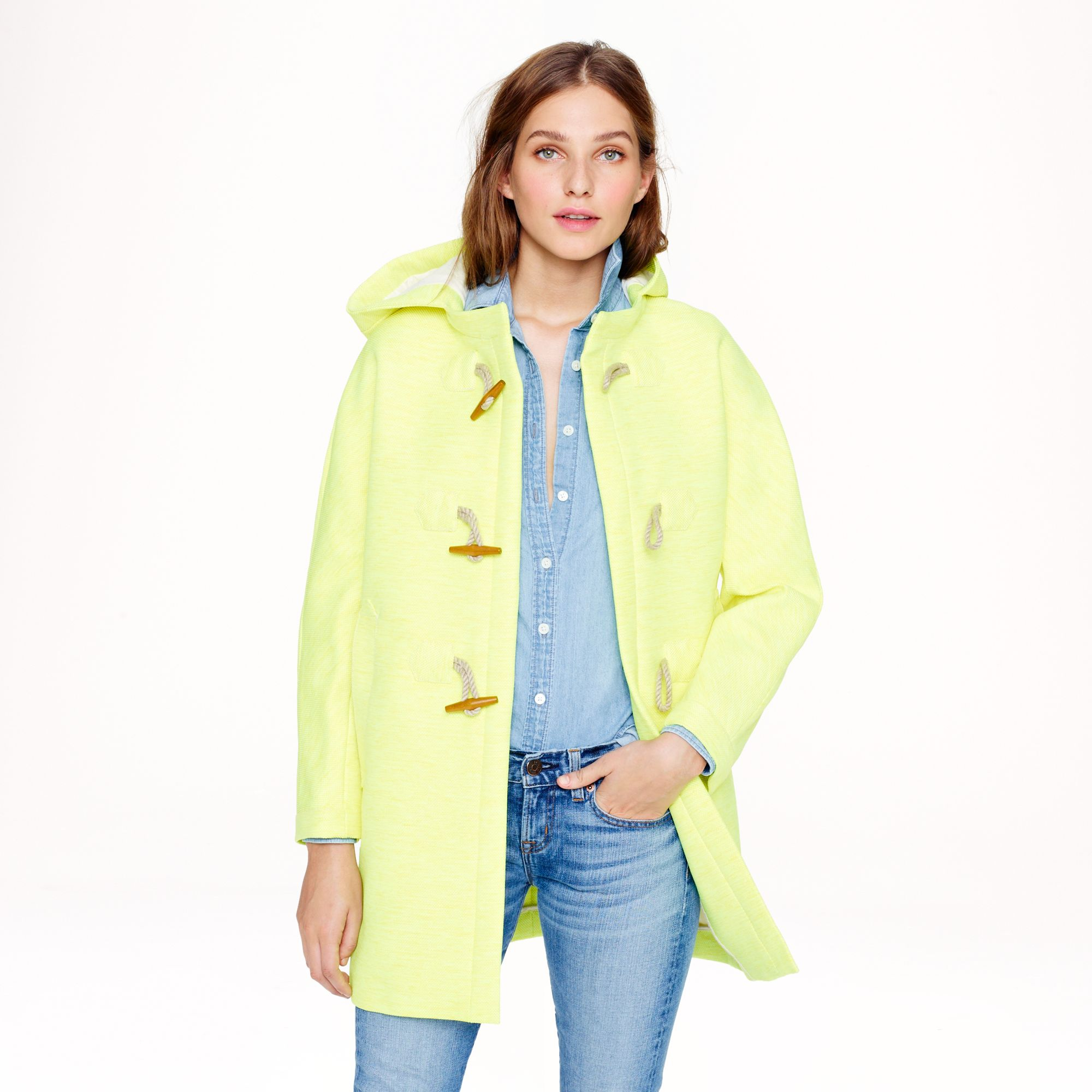 J.crew Collection Basketweave Toggle Coat in Yellow | Lyst