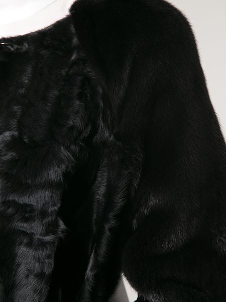 Guy Laroche Guy Laroche Belted Fur Coat in Black | Lyst