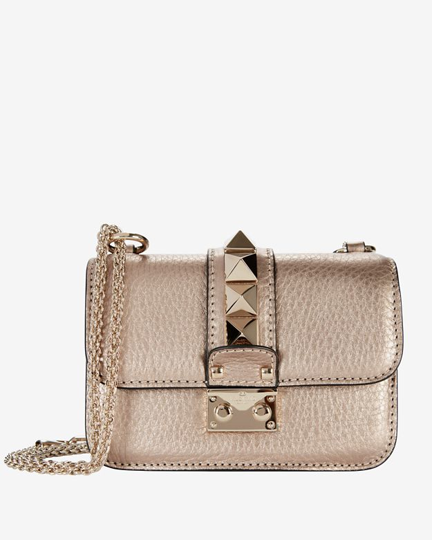 Lyst - Valentino Mini Rockstud Lock Shoulder Bag: Rose Gold in Pink