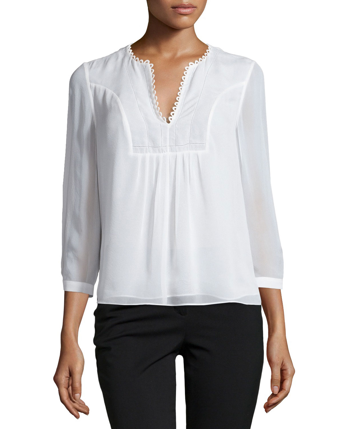 Diane von furstenberg Camden Silk Chiffon Blouse in White | Lyst