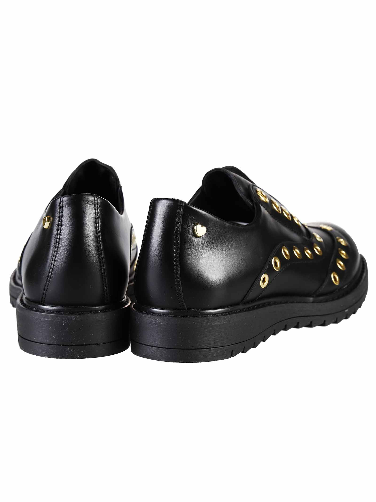 Love moschino Leather Shoes in Black (Black/Gold) Lyst