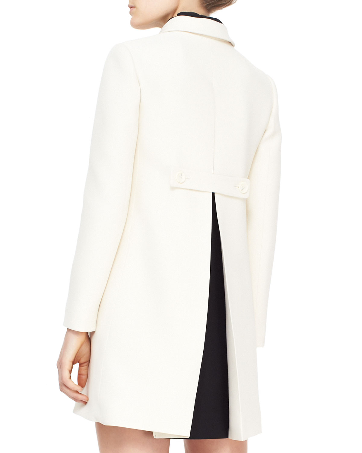Lyst - Valentino Contrast-Back-Pleat Wool-Silk Drill Coat in White