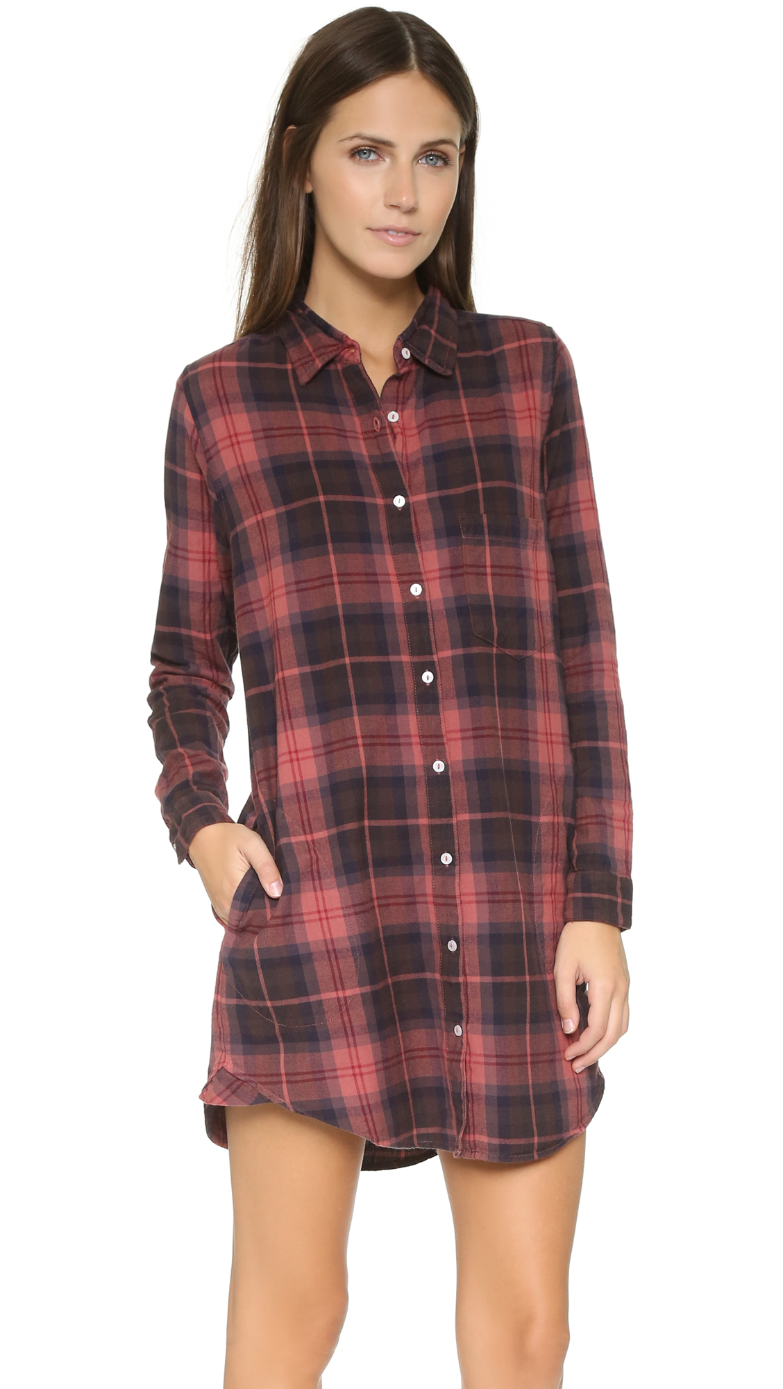 burgundy flannel shirt women's