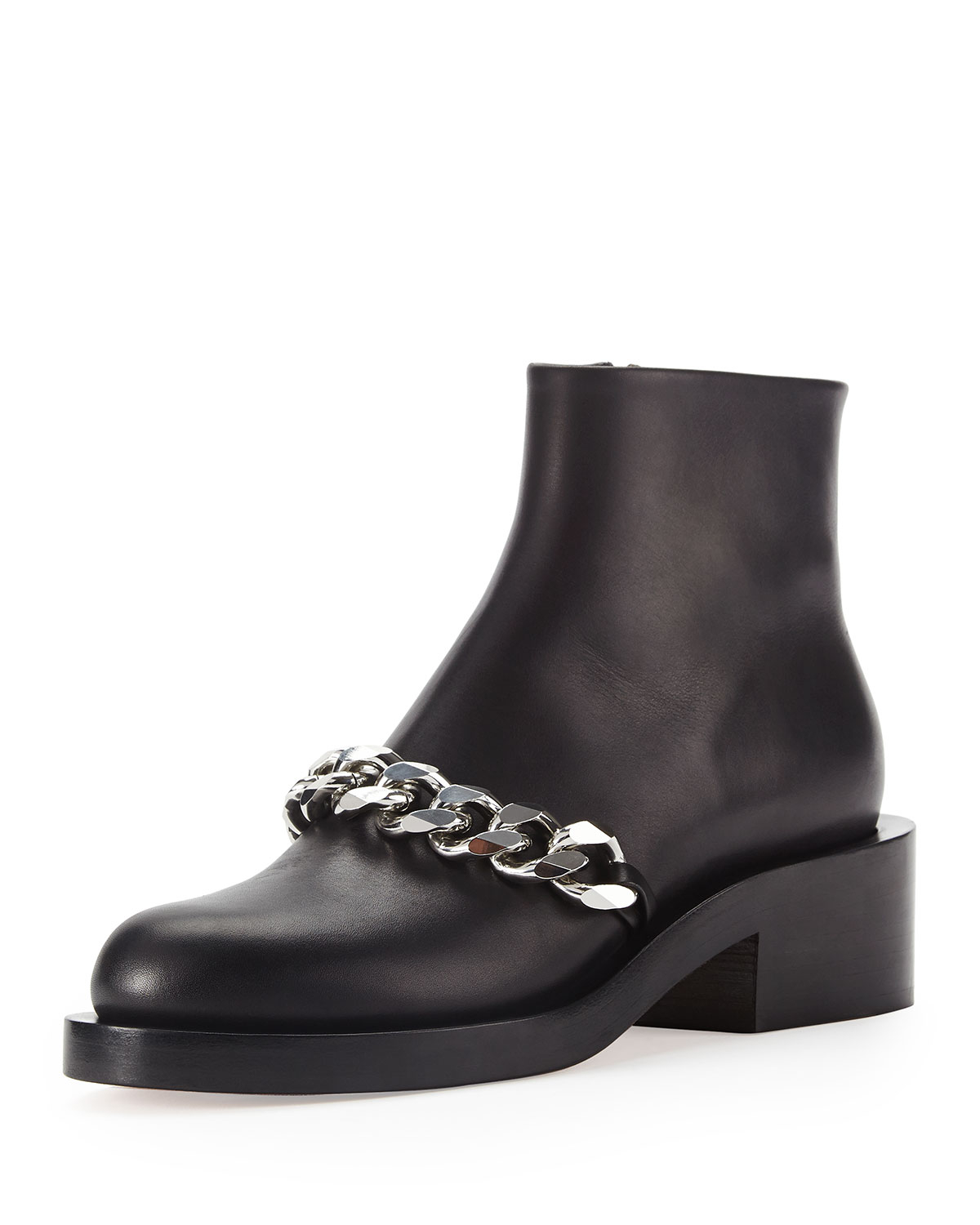 Givenchy Chain Strap Leather Bootie in Black | Lyst