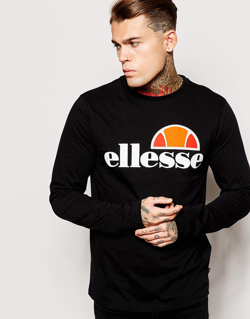 Lyst - Ellesse Long Sleeve T-shirt in Black for Men