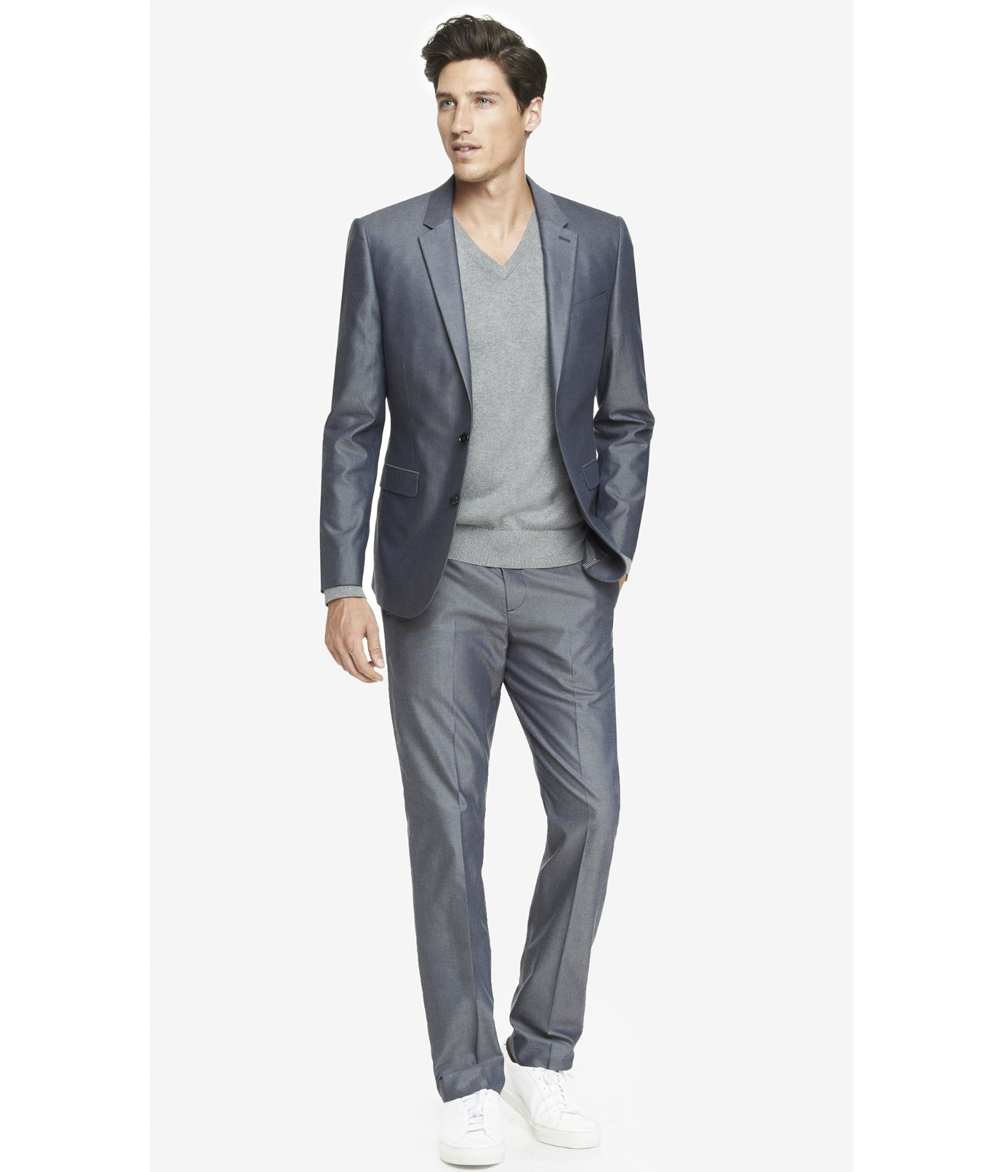 Express Oxford Cloth Innovator Suit Pant in Gray for Men (STEEL BLUE