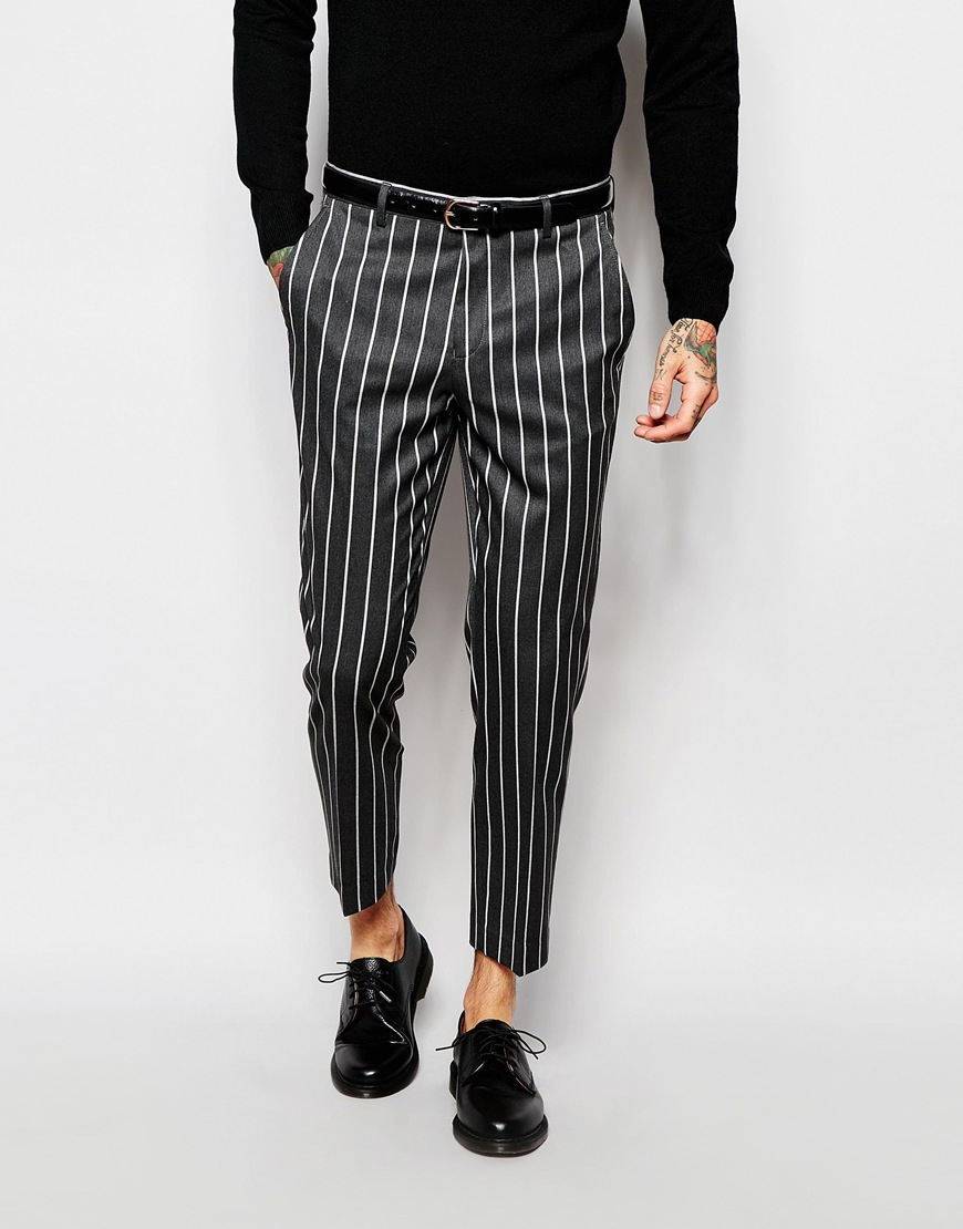 Lyst - Asos Slim Cropped Suit Trousers In Pinstripe for Men