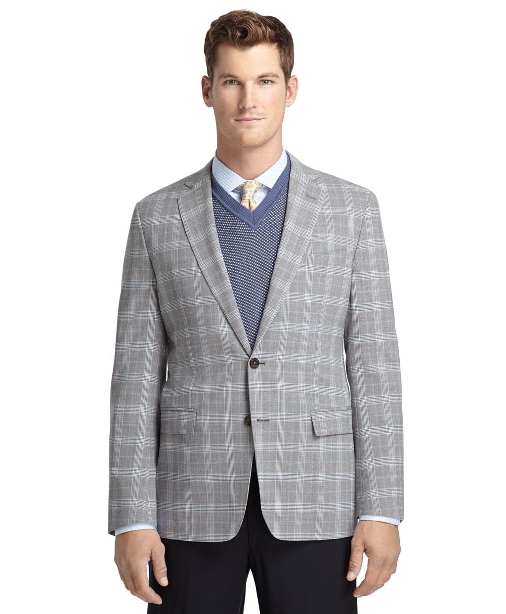 Brooks Brothers Fitzgerald Fit Grey Plaid With Blue Deco Sport Coat in ...