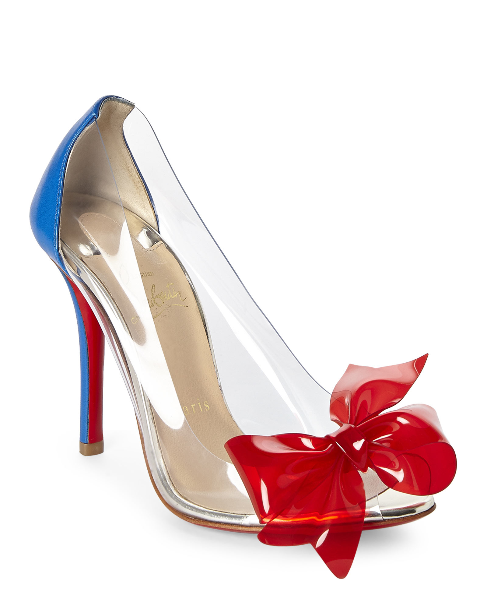 Christian louboutin Clear \u0026amp; Red Pvc Bow Pumps in Blue | Lyst