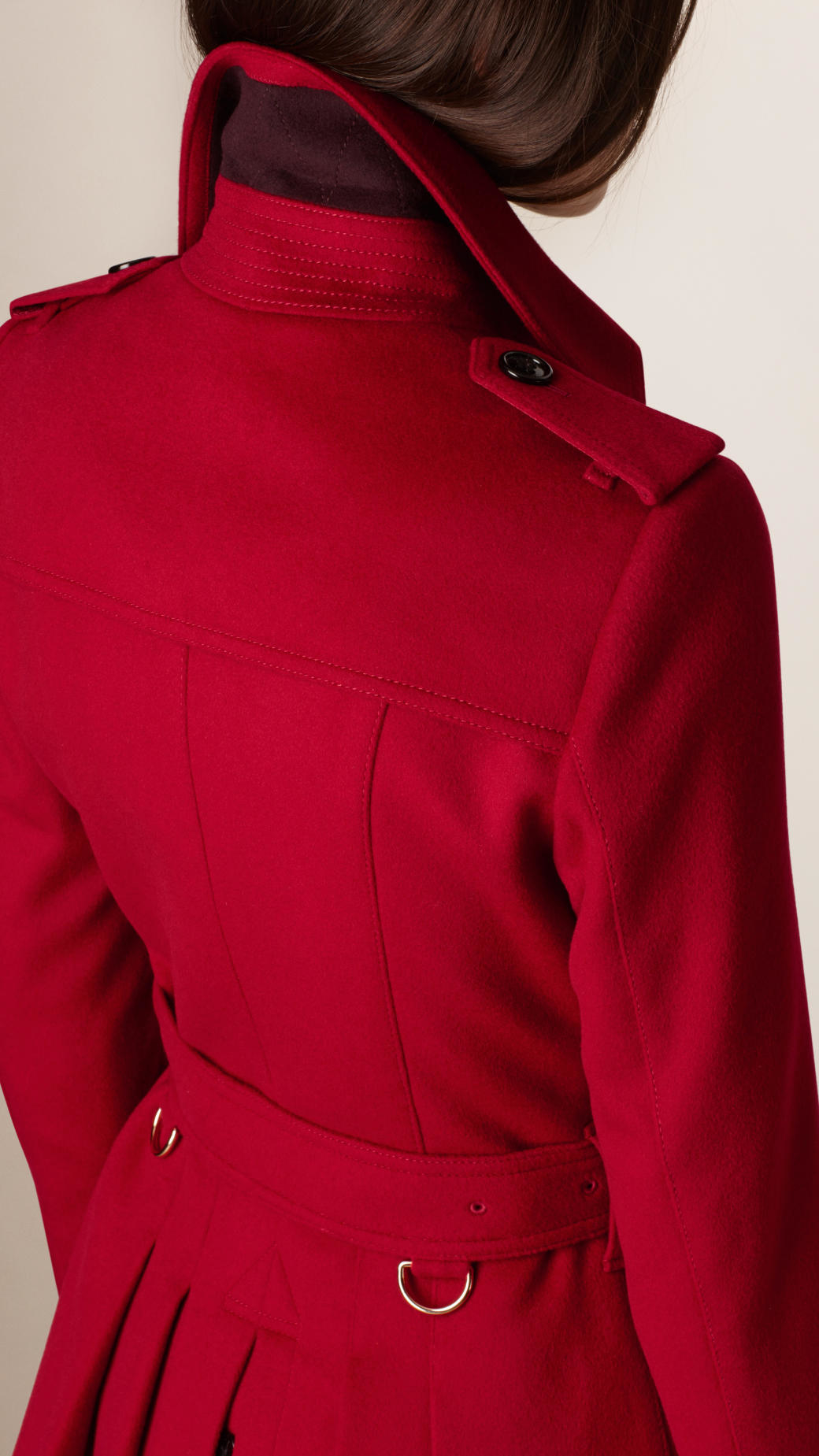 red burberry coat