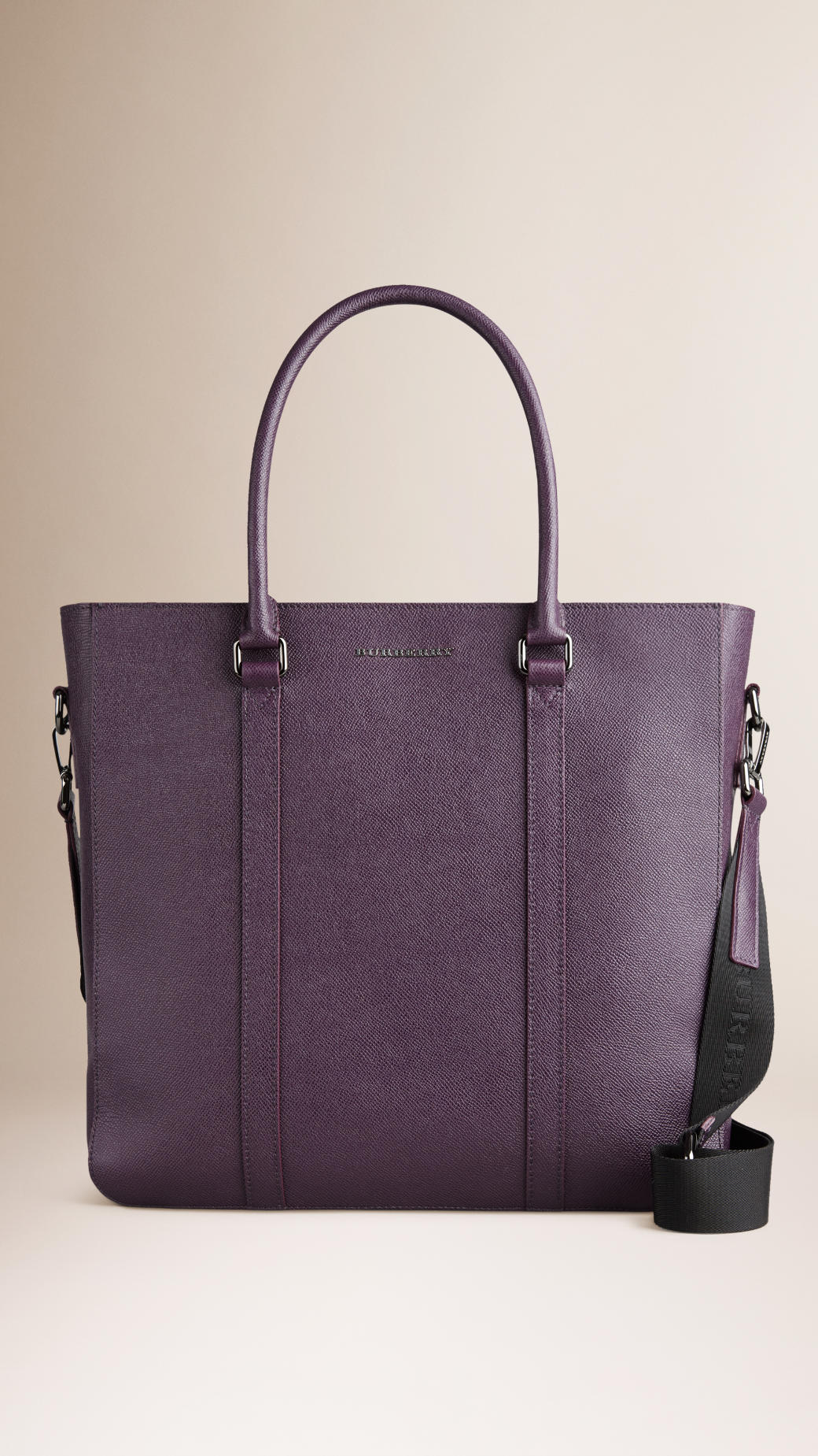Lyst Burberry London Leather Tote Bag in Purple for Men