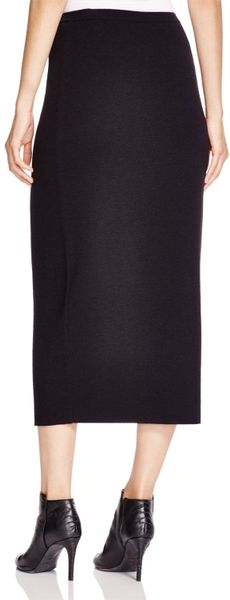 Eileen Fisher Wool Knit Midi Skirt in Black | Lyst