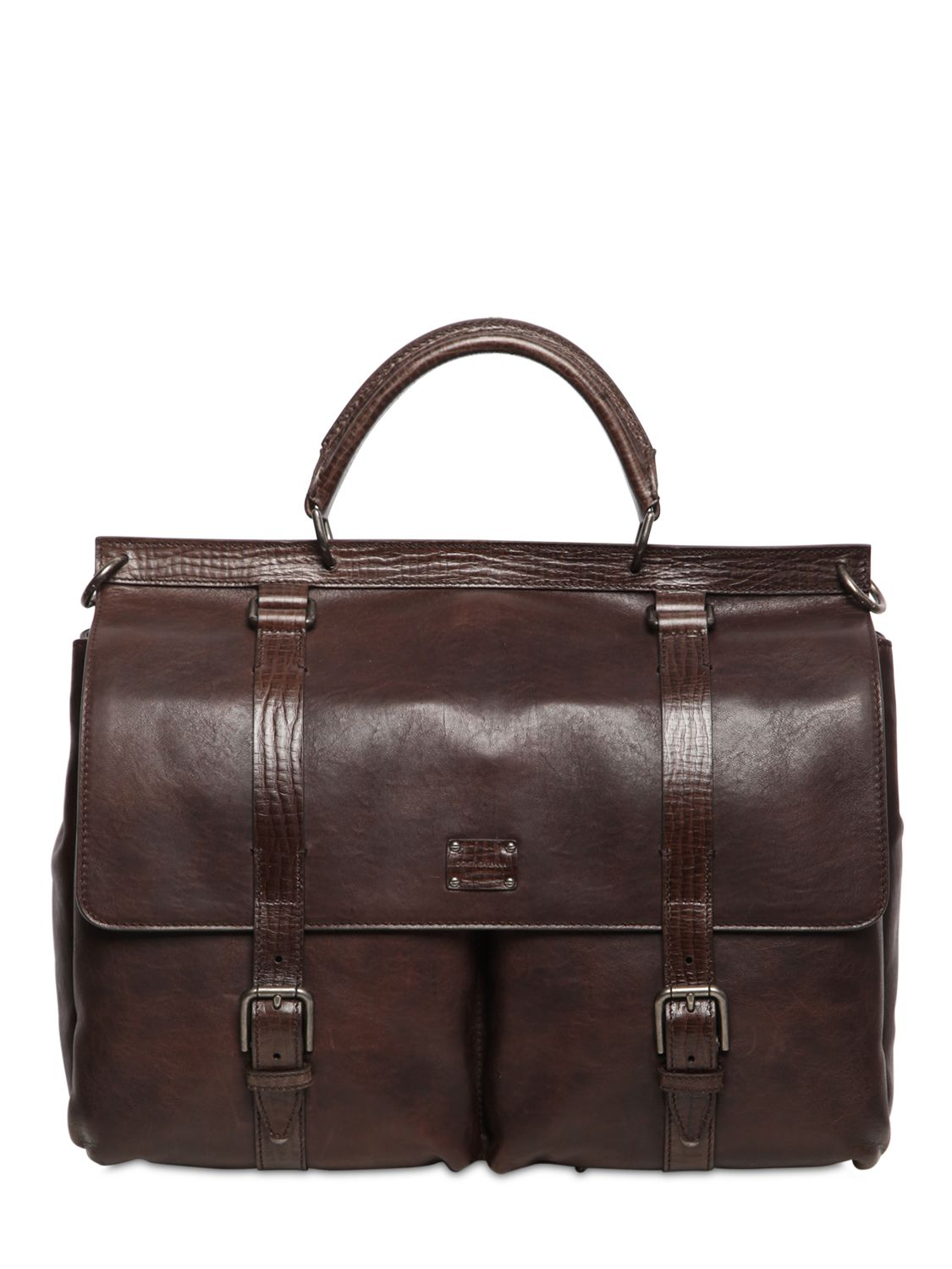 Dolce & Gabbana Double Buckle Sicilia Leather Bag in Brown for Men | Lyst