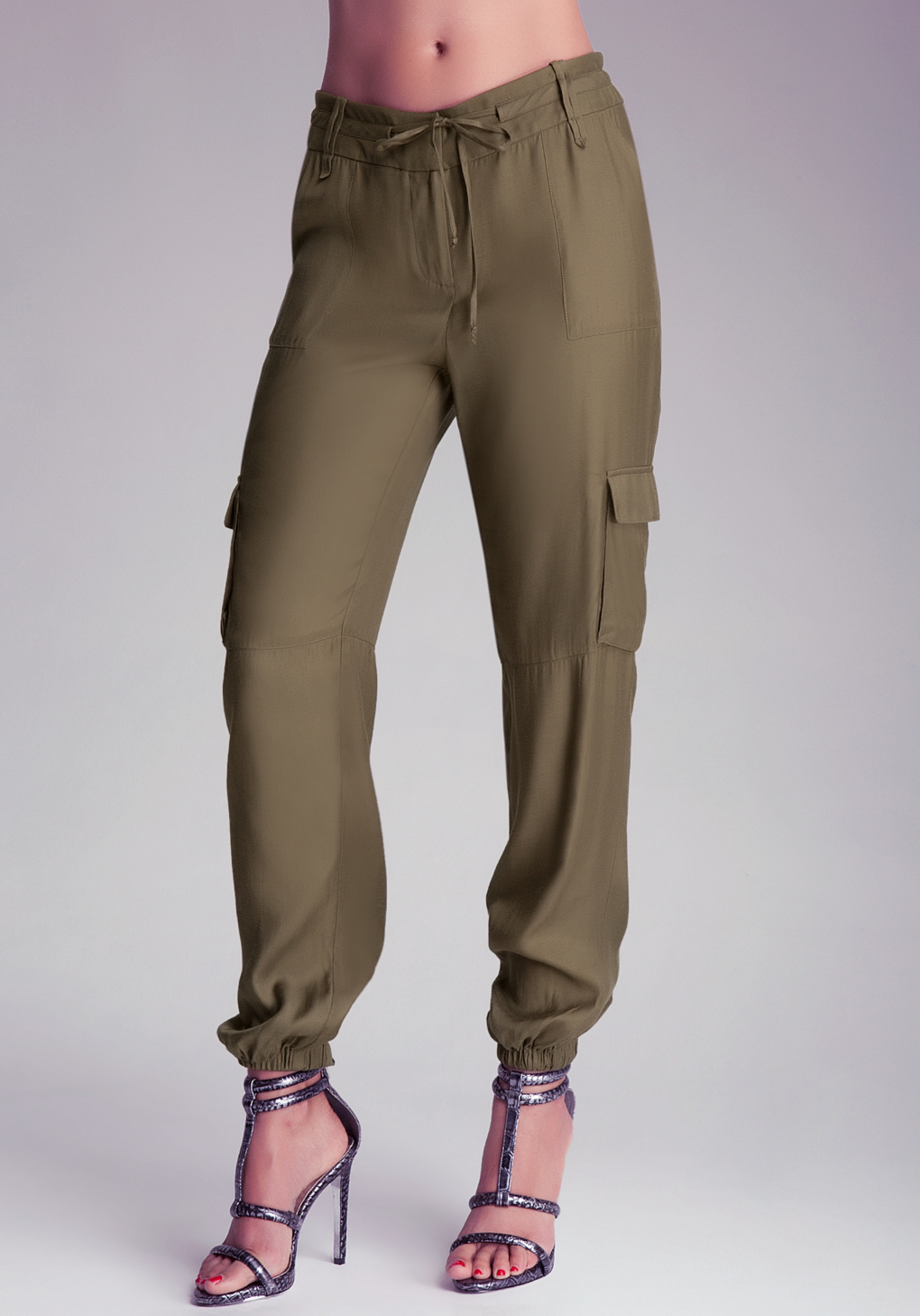olive tie waist pants