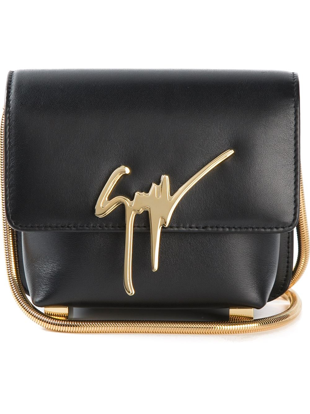 Giuseppe Zanotti Logo Plaque Calf Leather Shoulder Bag In Black Lyst Gallery