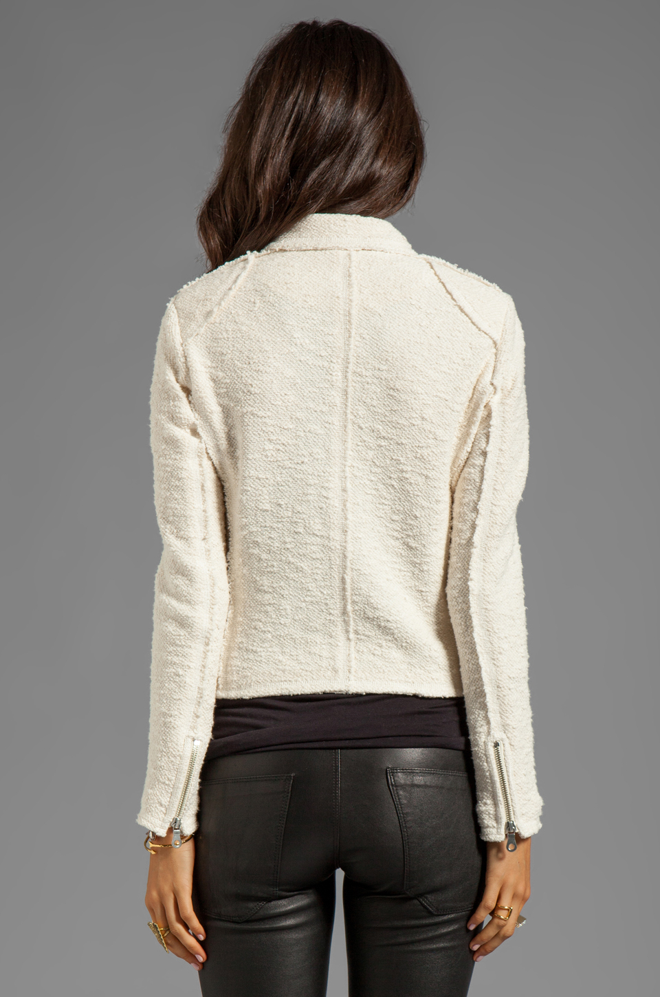 Lyst Rebecca Taylor Boucle Moto Jacket in Cream in White