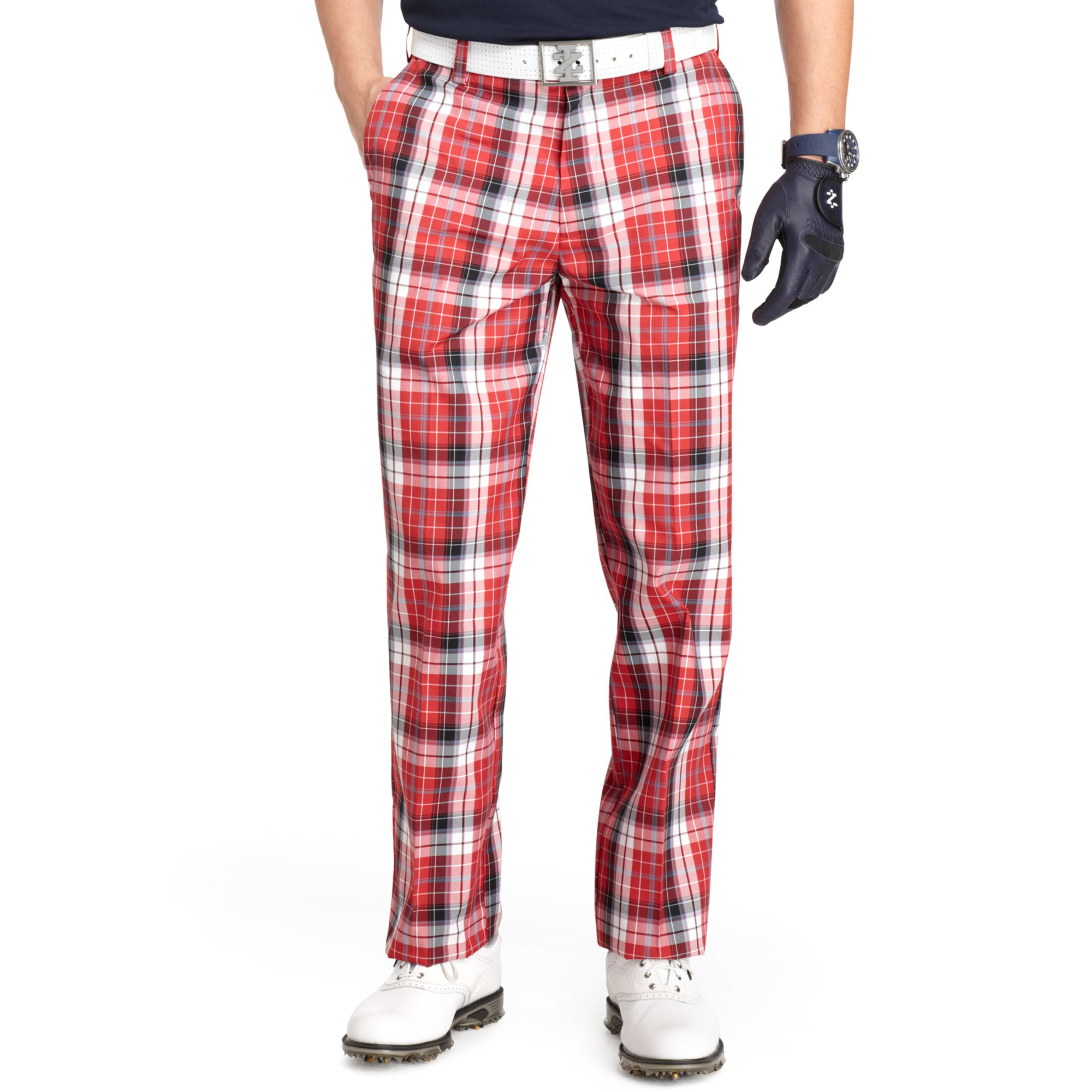 Lyst - Izod Flat Front Plaid Golf Pants in Red for Men