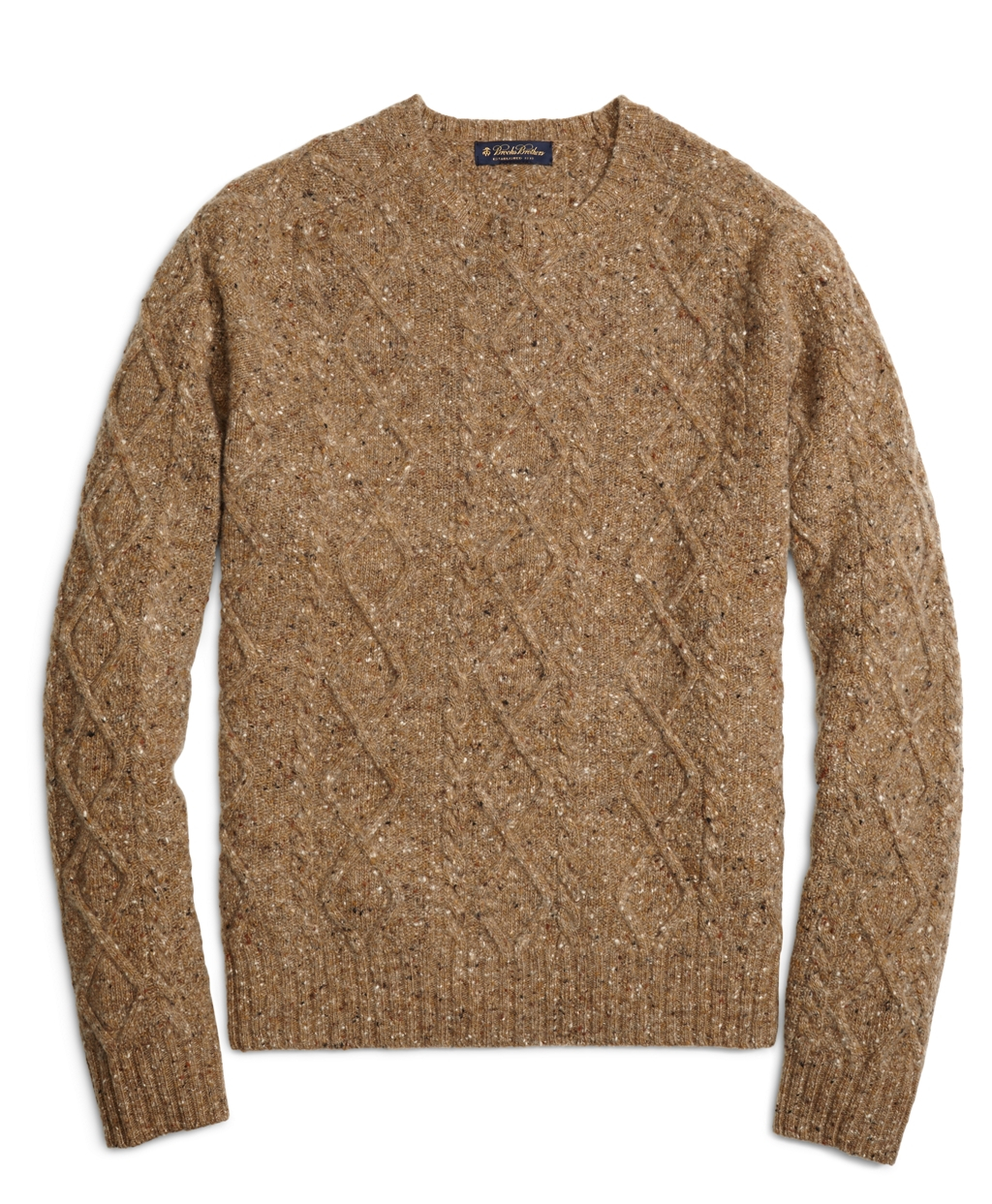 Brooks brothers Cable Knit Crewneck Sweater in Brown for Men | Lyst