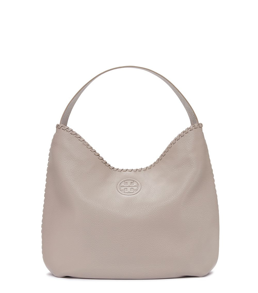 Lyst Tory Burch Marion Hobo In Gray Gallery Women S Tory Burch Marion