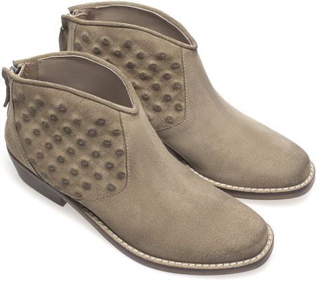 Zara Flat Studded Leather Ankle Boot in Beige (Sand) | Lyst