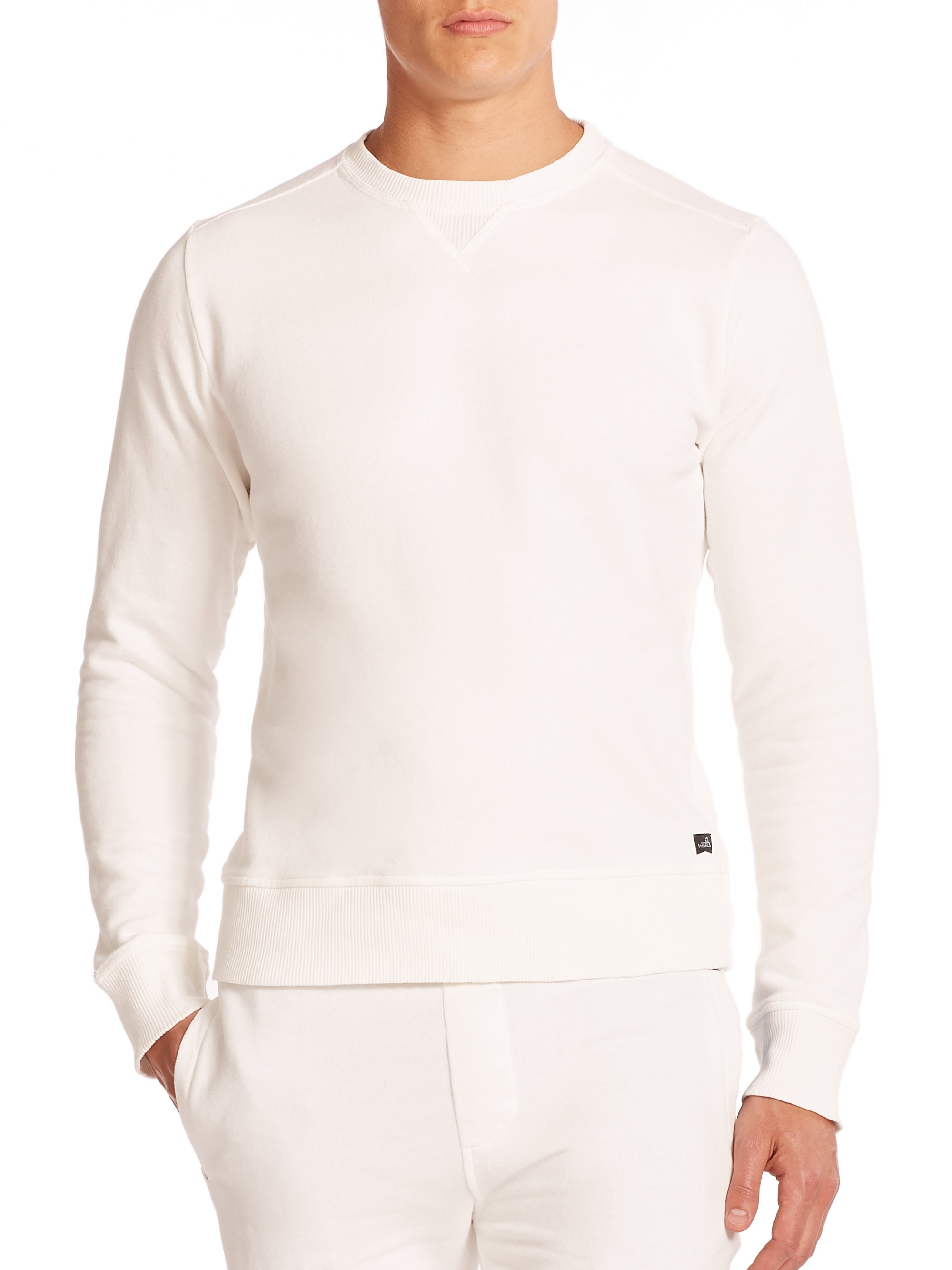 Wahts Cotton & Cashmere Crewneck Sweater in White for Men