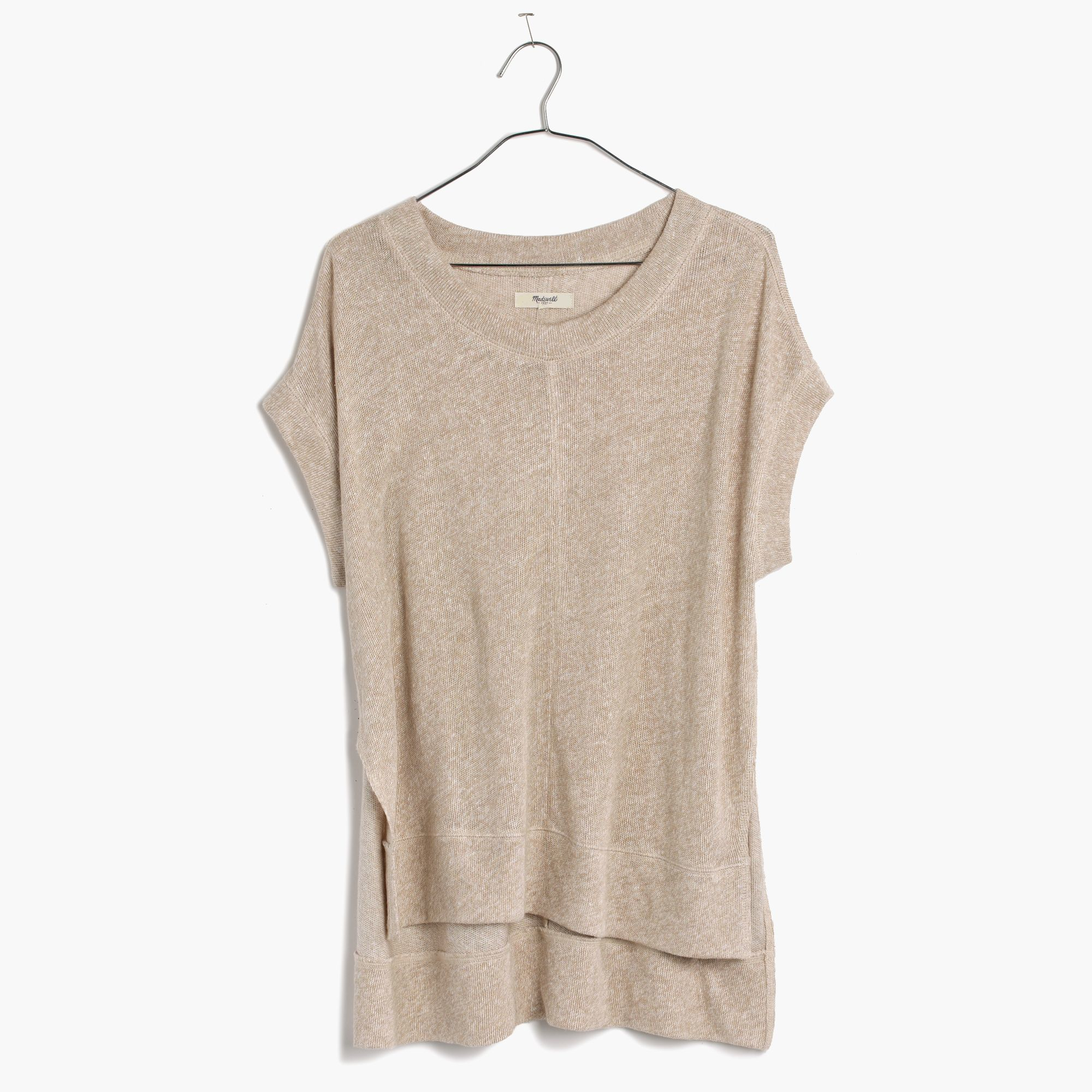 Madewell Linen Side-vent Tunic Tee in Beige (marled sand) | Lyst