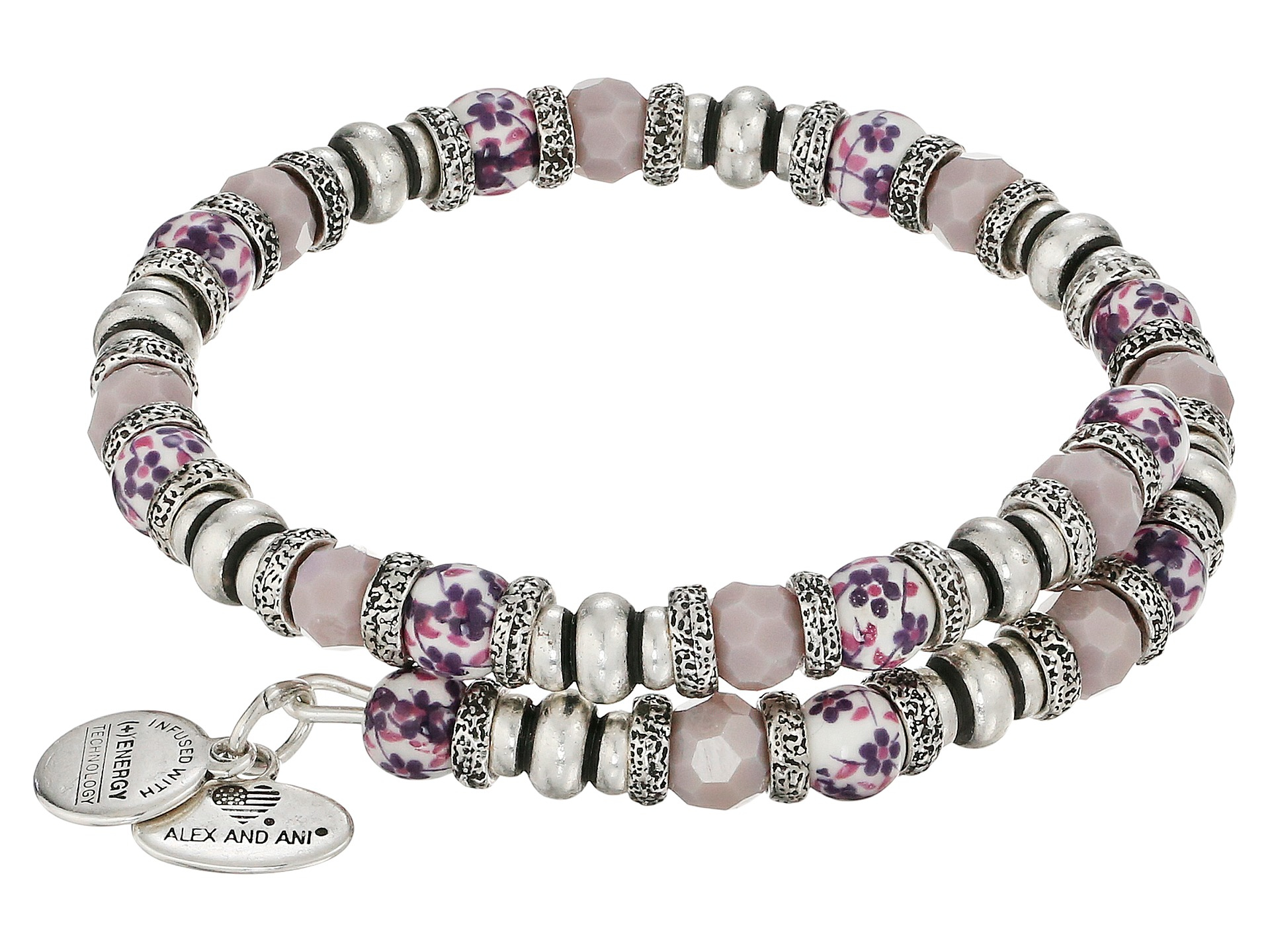 Lyst Alex And Ani Fl Wrap Thistle Bracelet In White Gallery