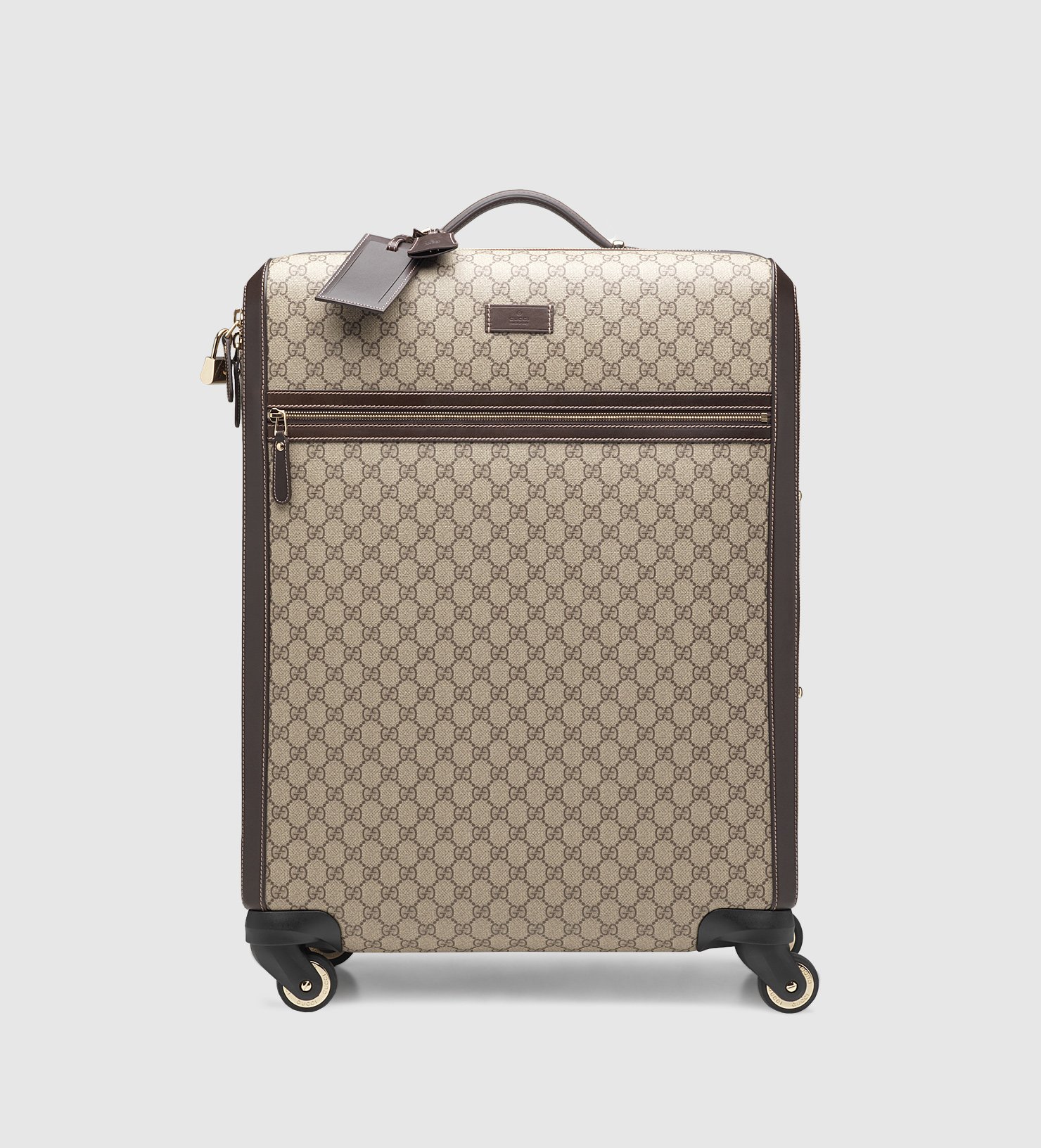 Lyst - Gucci Gg Supreme Canvas Four Wheel Suitcase in Black
