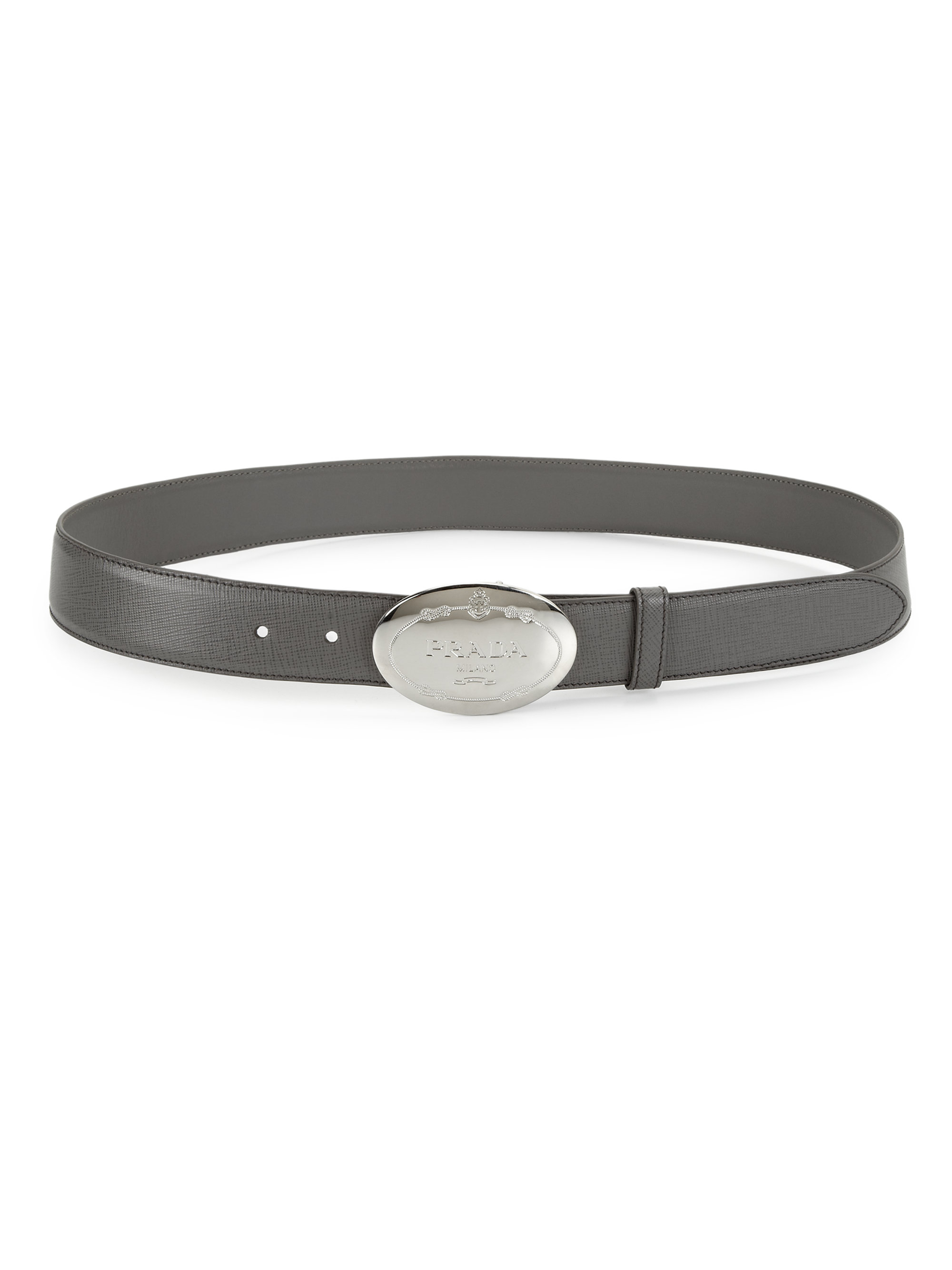 Prada Cinture Leather Belt in Gray (GREY) | Lyst  