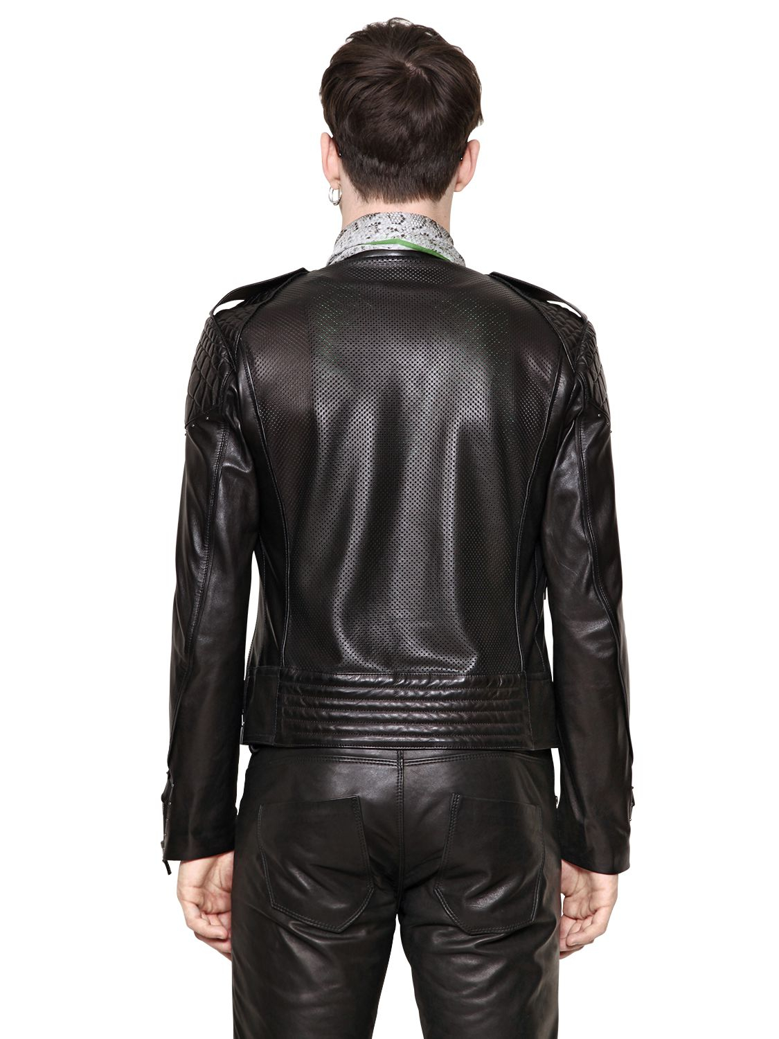 Lyst Roberto Cavalli Croc Embossed Nappa Leather Jacket in Black for Men